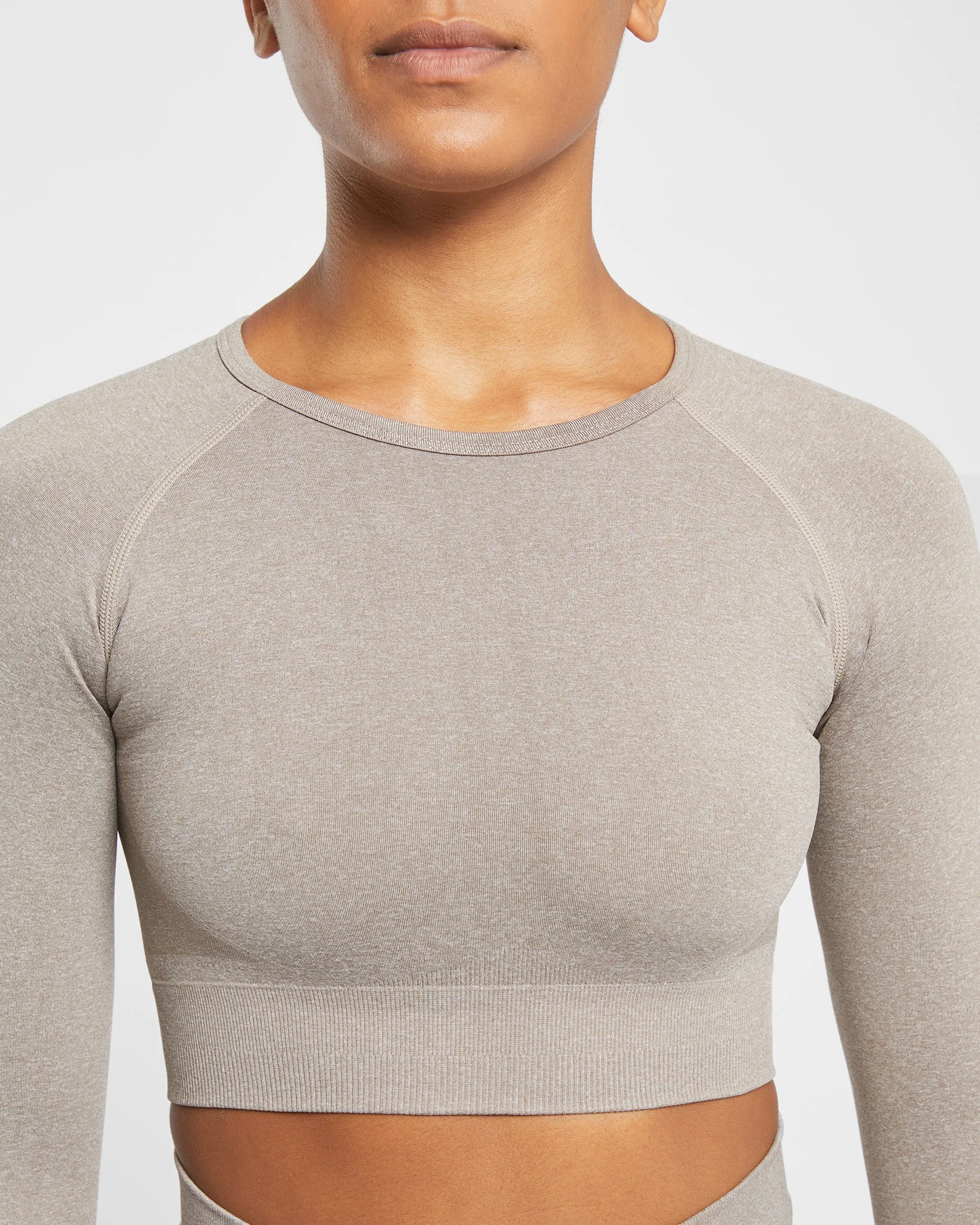 Empower Seamless Long Sleeve Crop Top - Taupe Marl sold by AYBL product image thumbnail 5