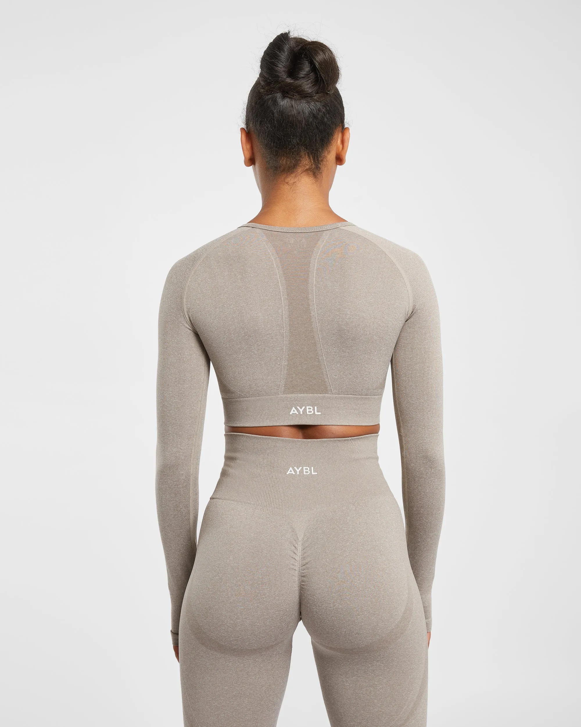 Empower Seamless Long Sleeve Crop Top - Taupe Marl sold by AYBL product image thumbnail 2