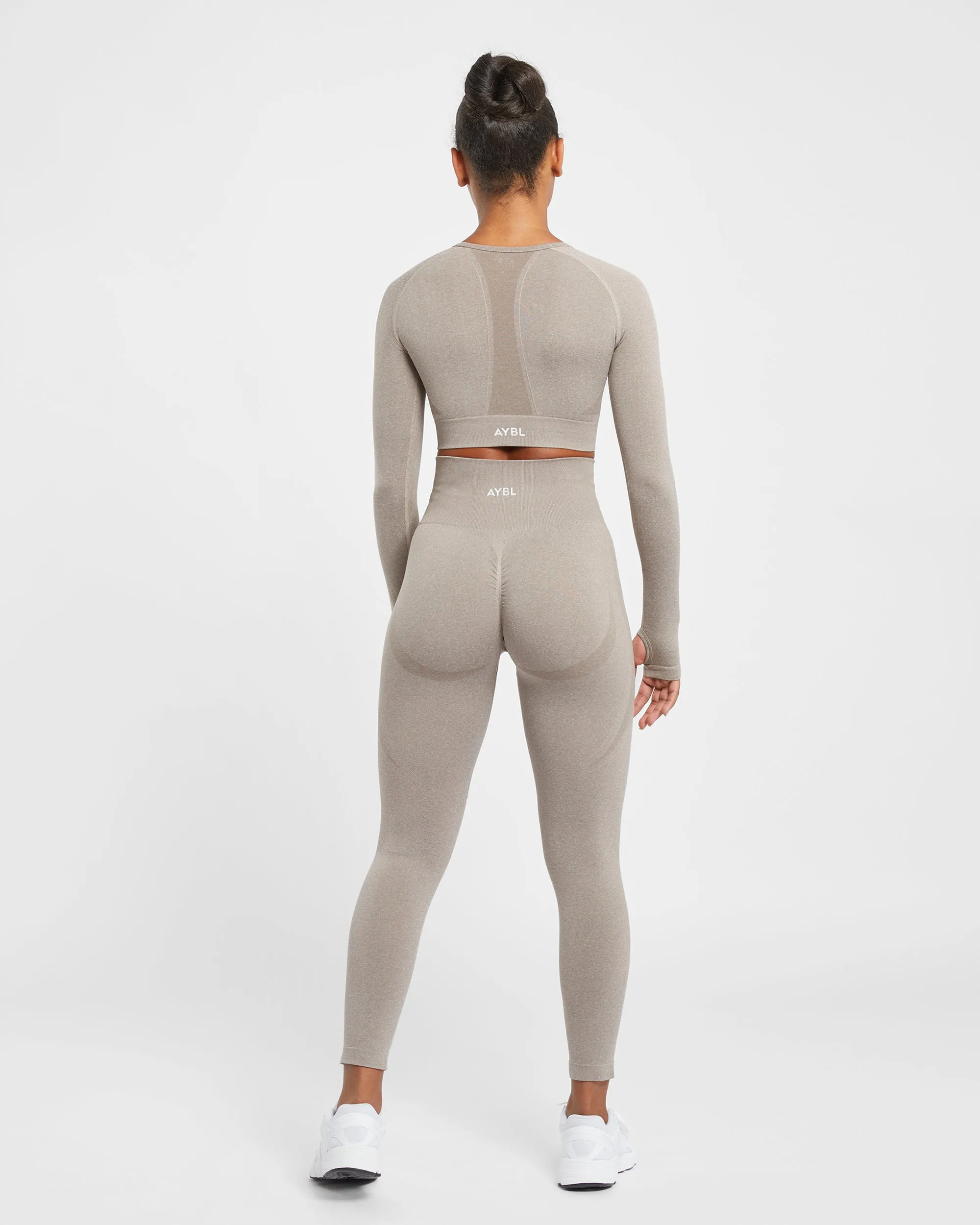 Empower Seamless Long Sleeve Crop Top - Taupe Marl sold by AYBL product image thumbnail 4
