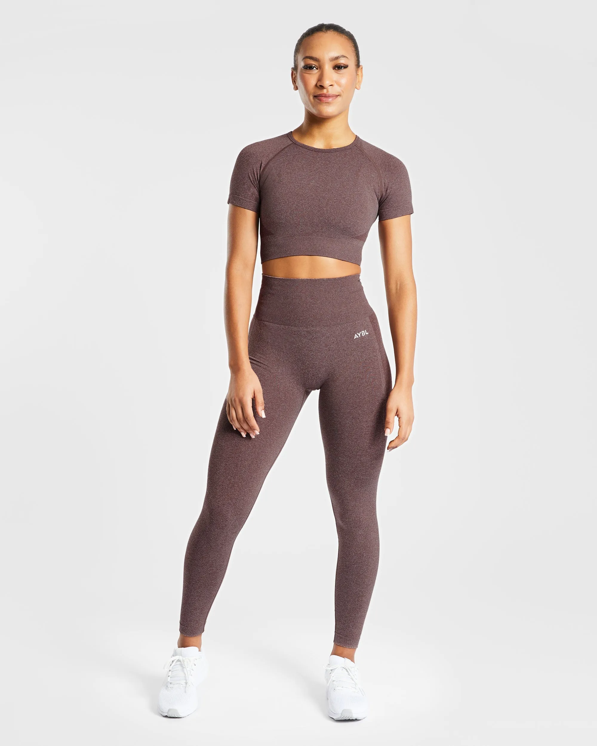 Empower Seamless Crop Top - Brown Marl sold by AYBL product image thumbnail 3