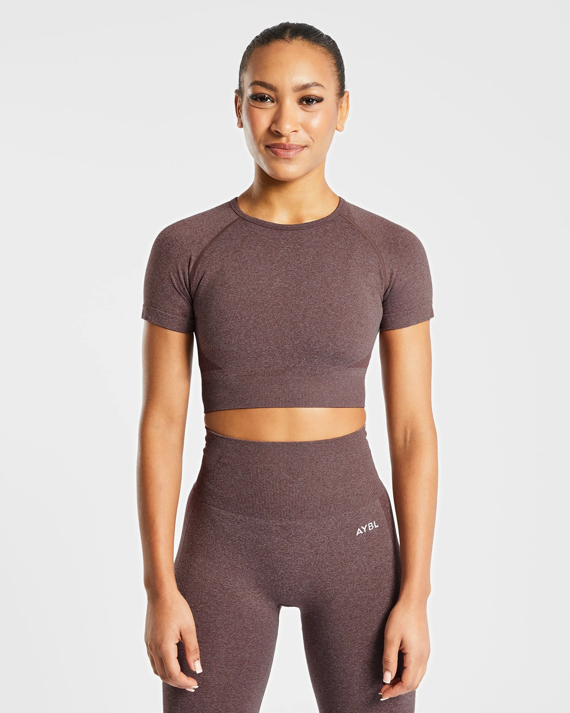 Empower Seamless Crop Top - Brown Marl sold by AYBL