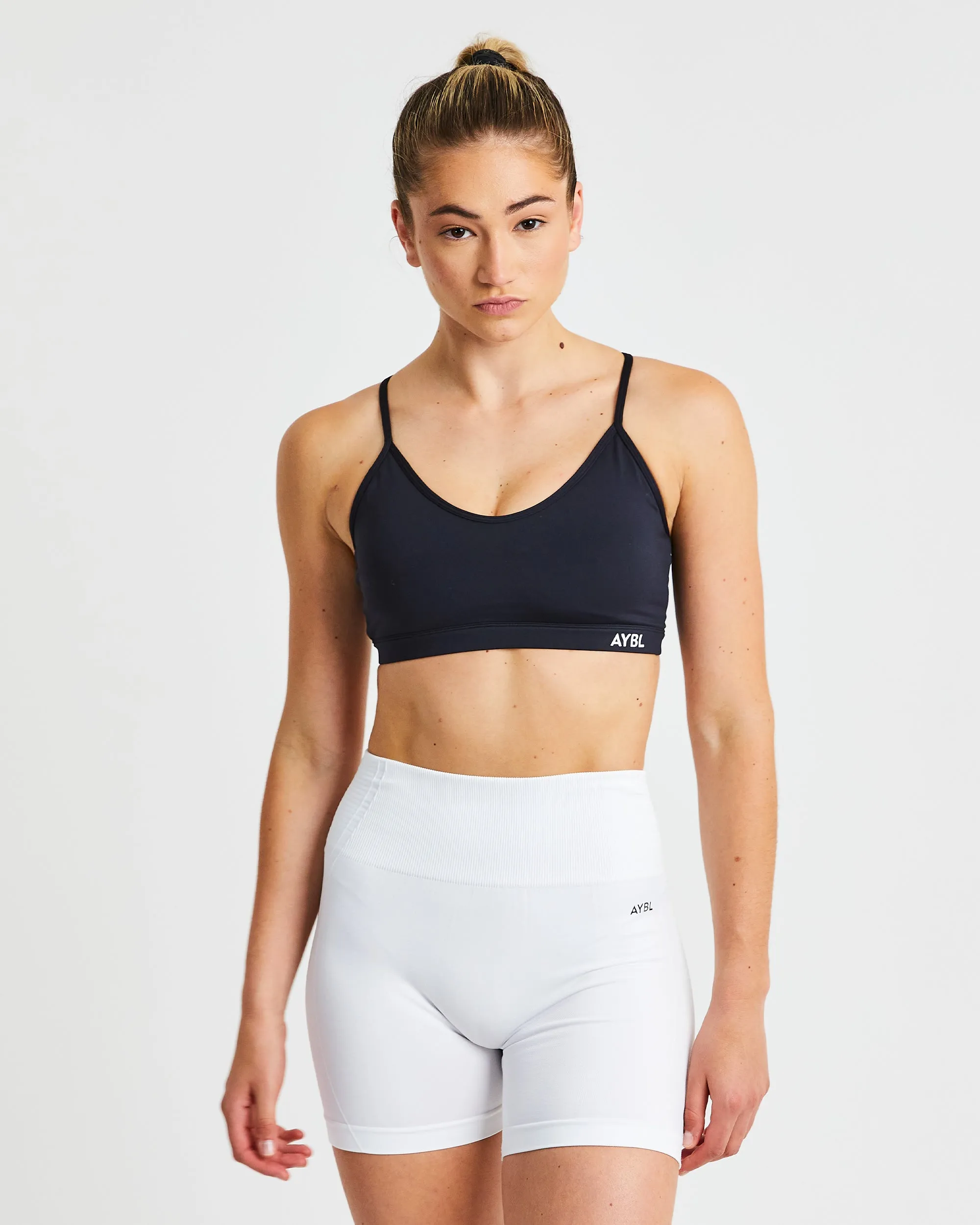 Essential V Neck Sports Bra - Black sold by AYBL