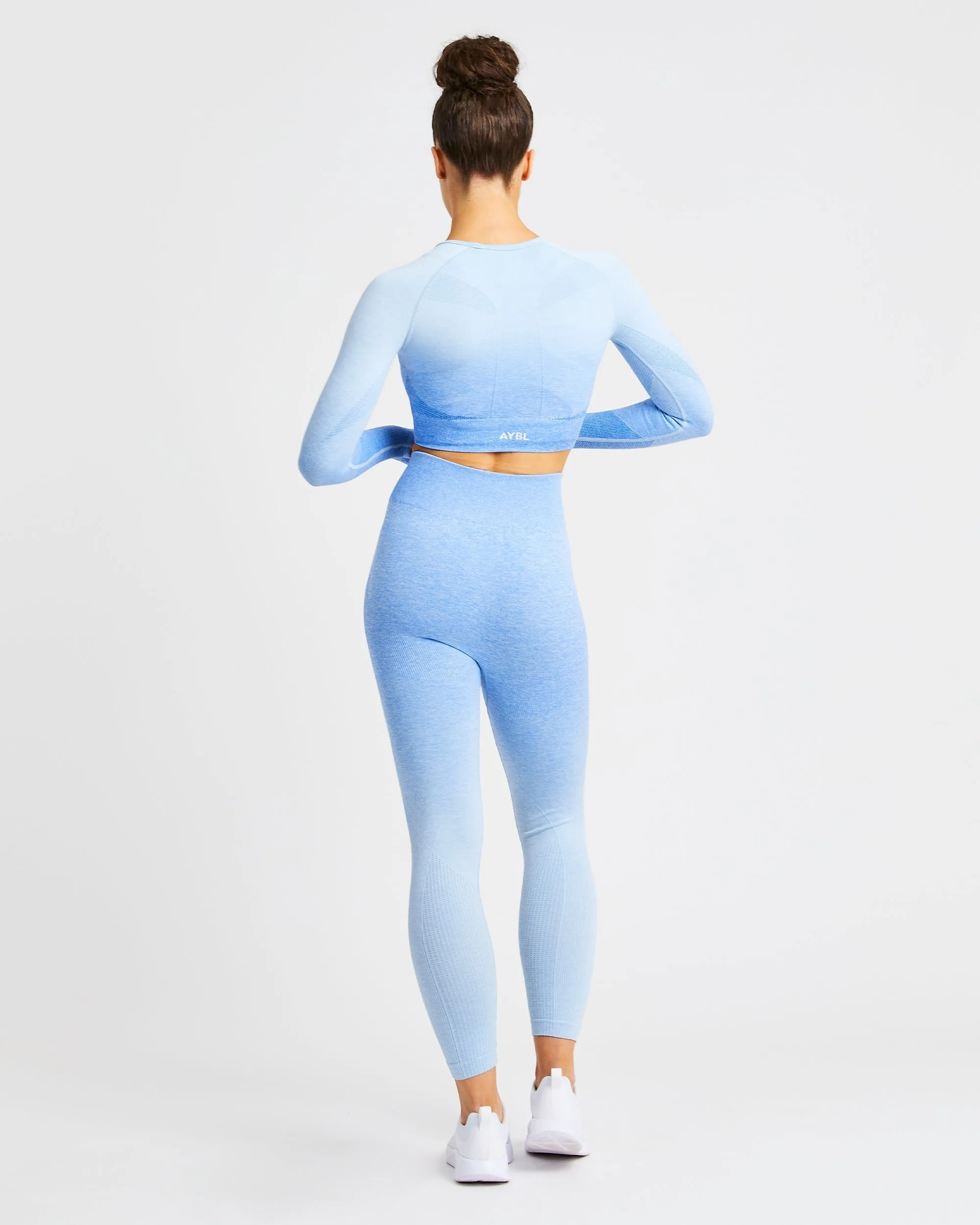 Pulse Ombré Seamless Long Sleeve Crop Top - Sky Blue sold by AYBL product image thumbnail 4