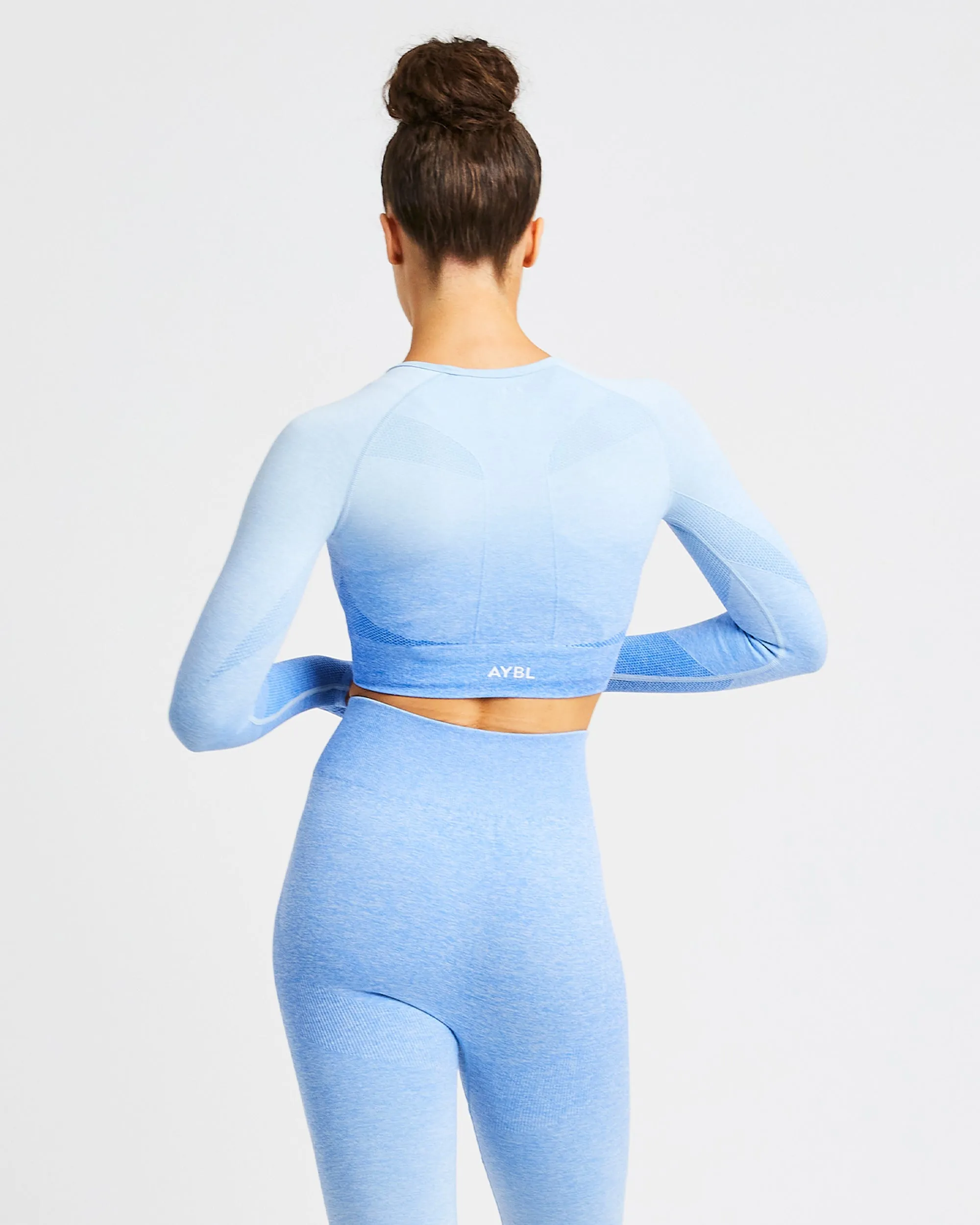 Pulse Ombré Seamless Long Sleeve Crop Top - Sky Blue sold by AYBL product image thumbnail 2