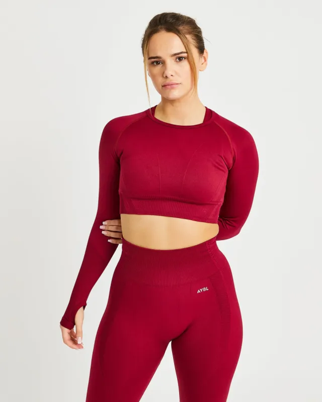 Balance V2 Seamless Long Sleeve Crop Top - Rumba Red sold by AYBL