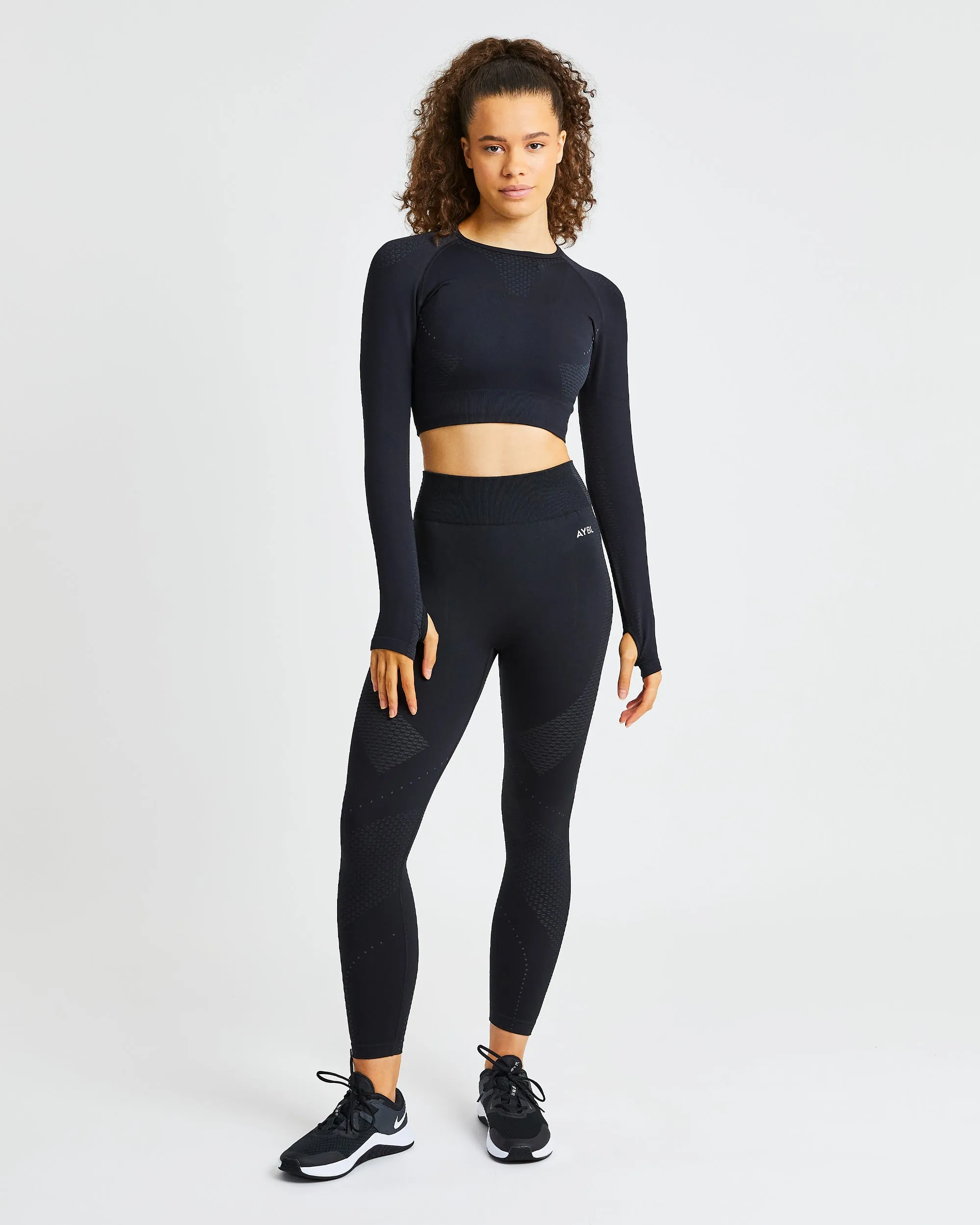 Ignite Seamless Long Sleeve Crop Top - Midnight Black sold by AYBL product image thumbnail 3