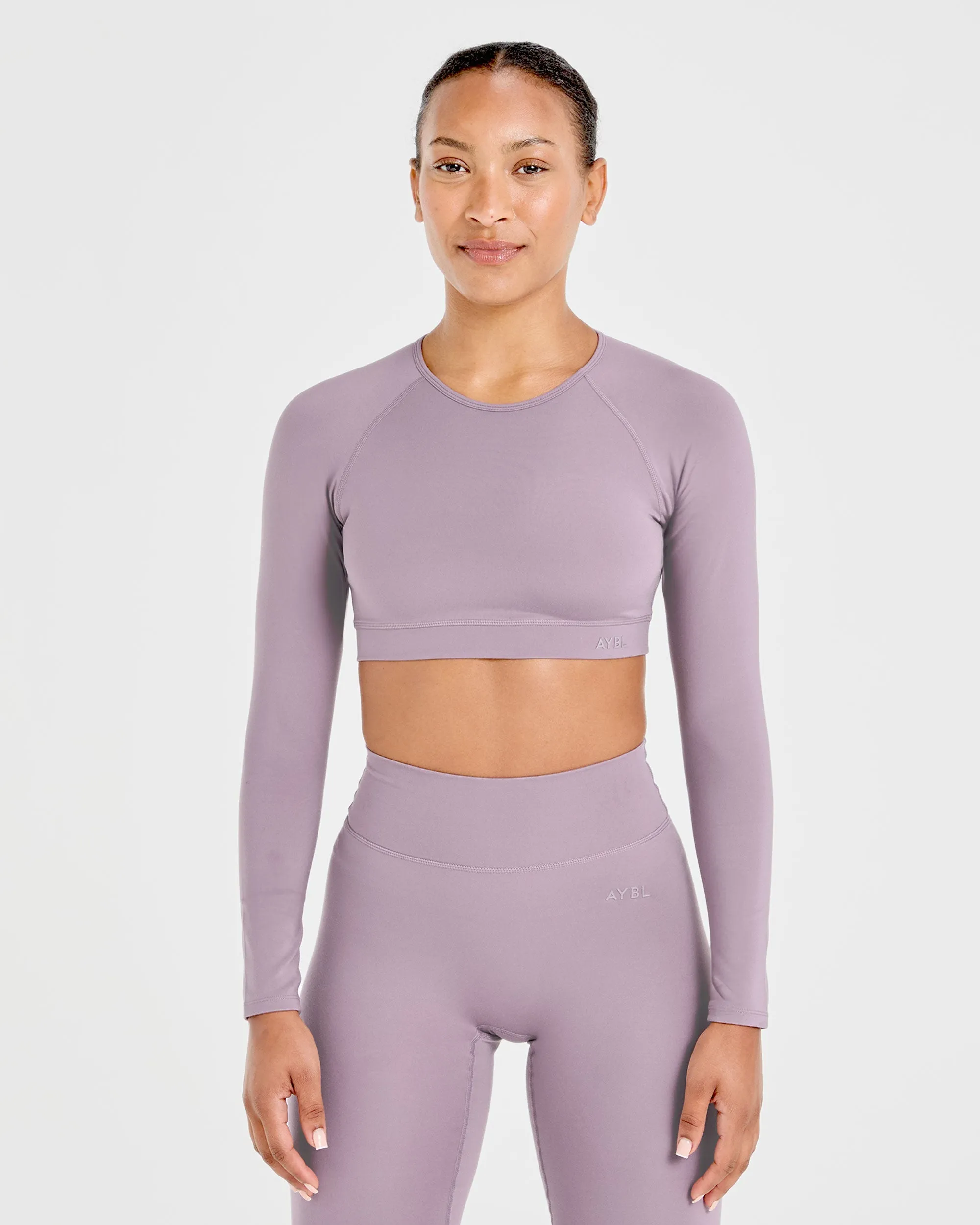Staple Long Sleeve Crop Top - Mauve Purple sold by AYBL