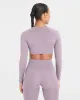 Staple Long Sleeve Crop Top - Mauve Purple sold by AYBL
