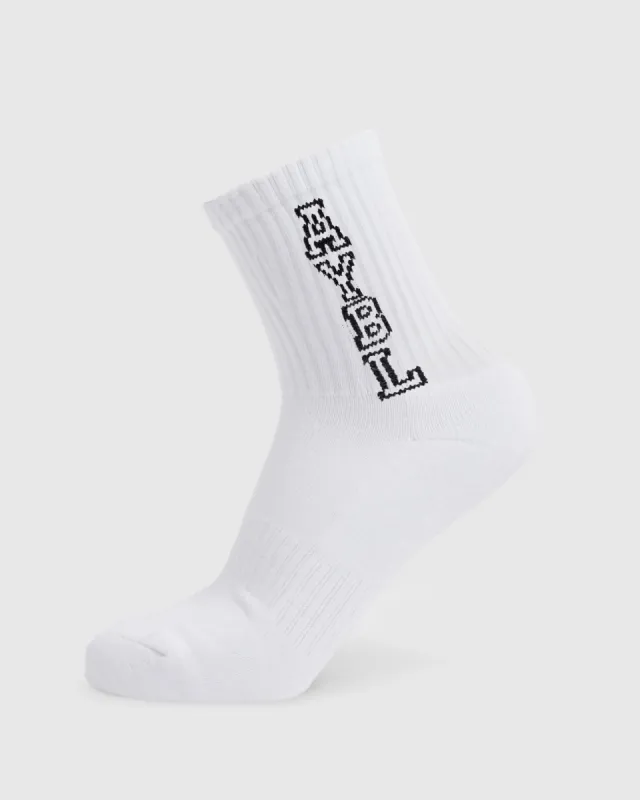 Varsity Vertical Crew Socks - White sold by AYBL