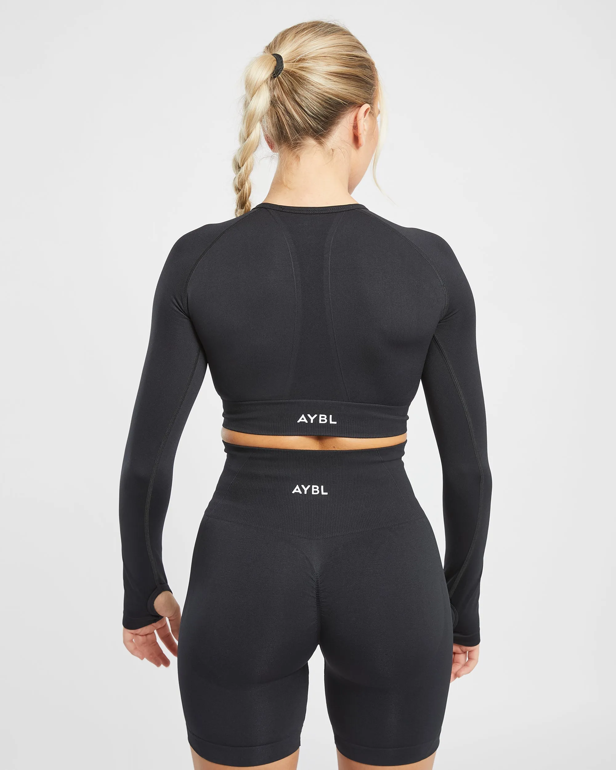 Empower Seamless Long Sleeve Crop Top - Black sold by AYBL product image thumbnail 2