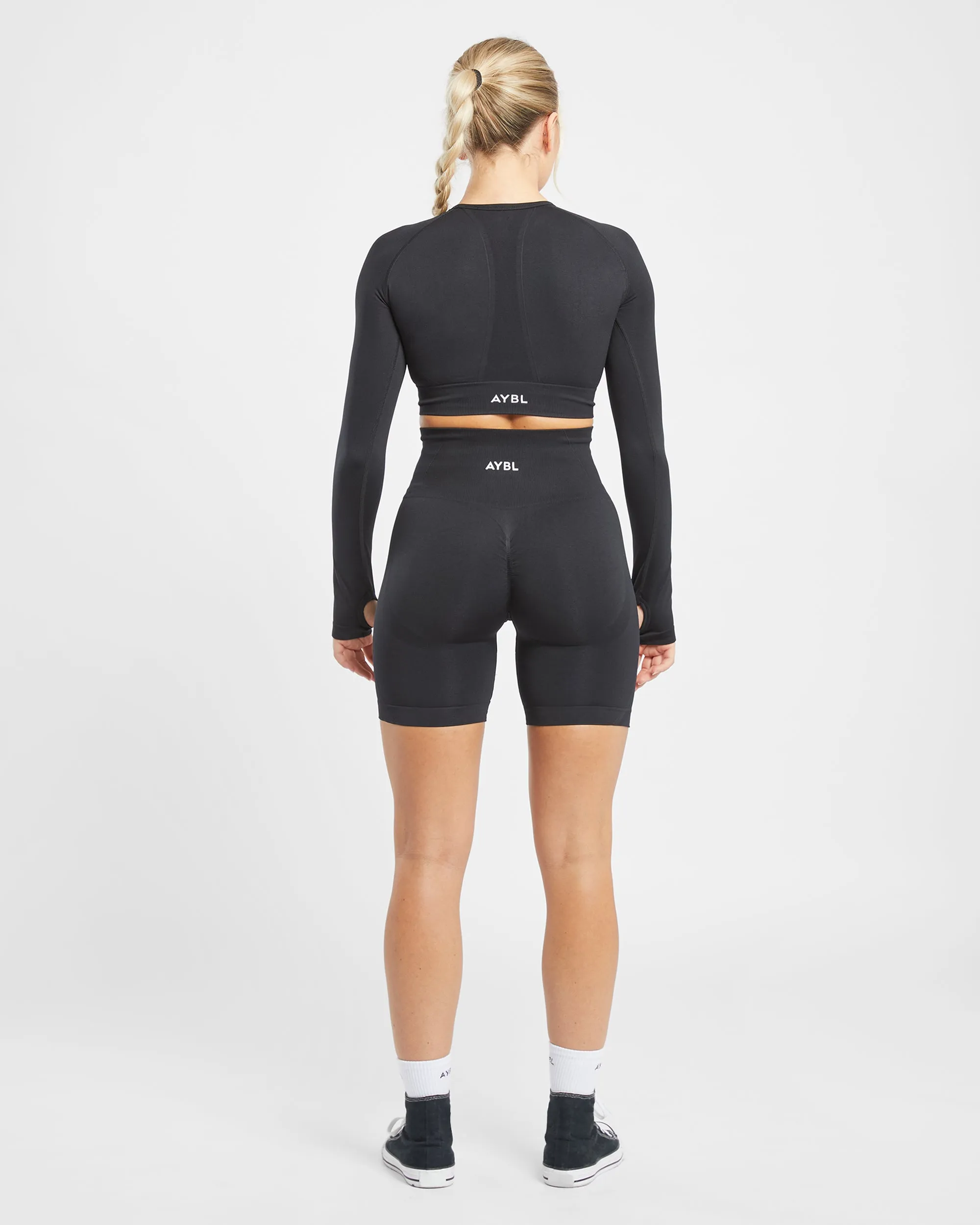 Empower Seamless Long Sleeve Crop Top - Black sold by AYBL product image thumbnail 3