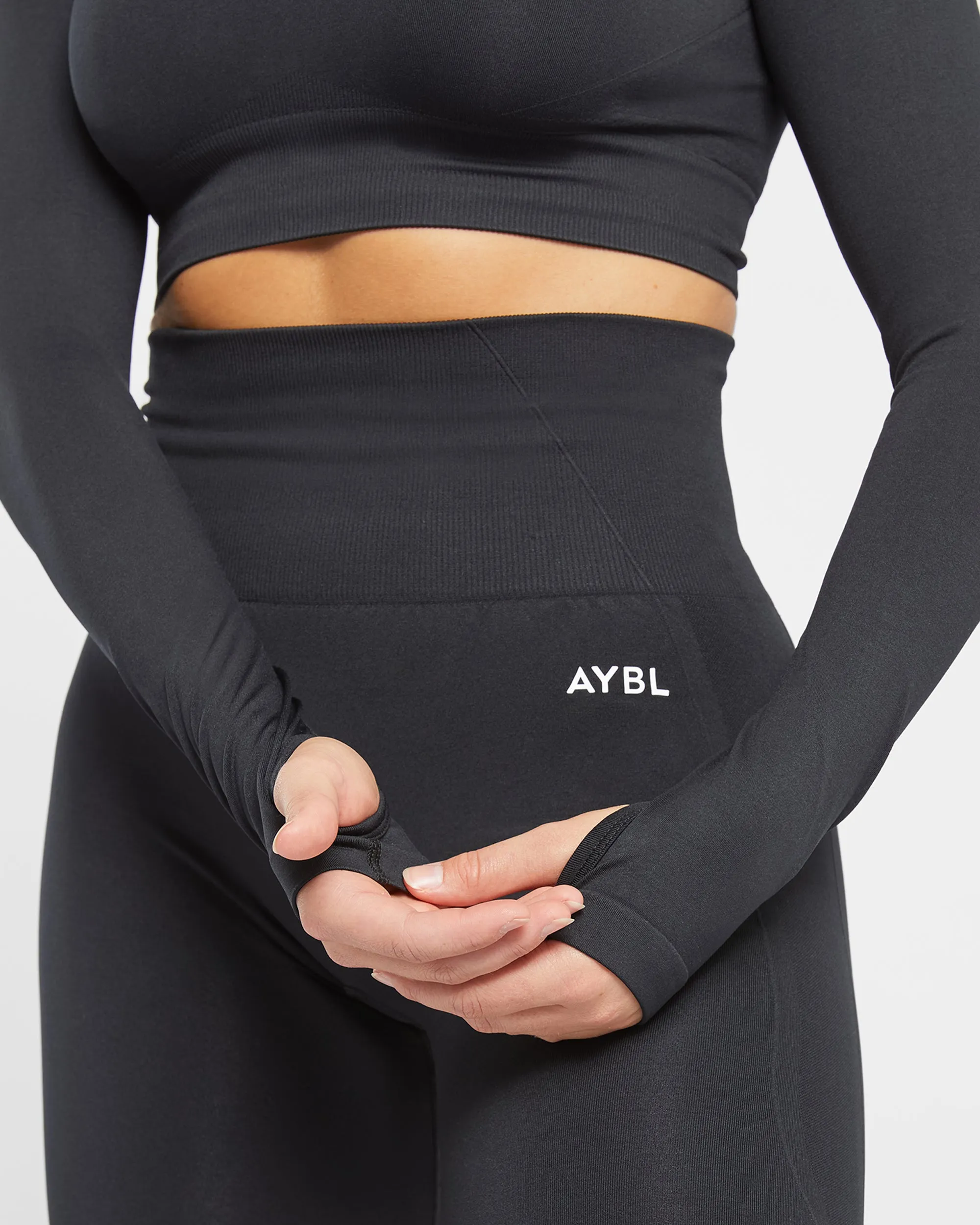 Empower Seamless Long Sleeve Crop Top - Black sold by AYBL product image thumbnail 4