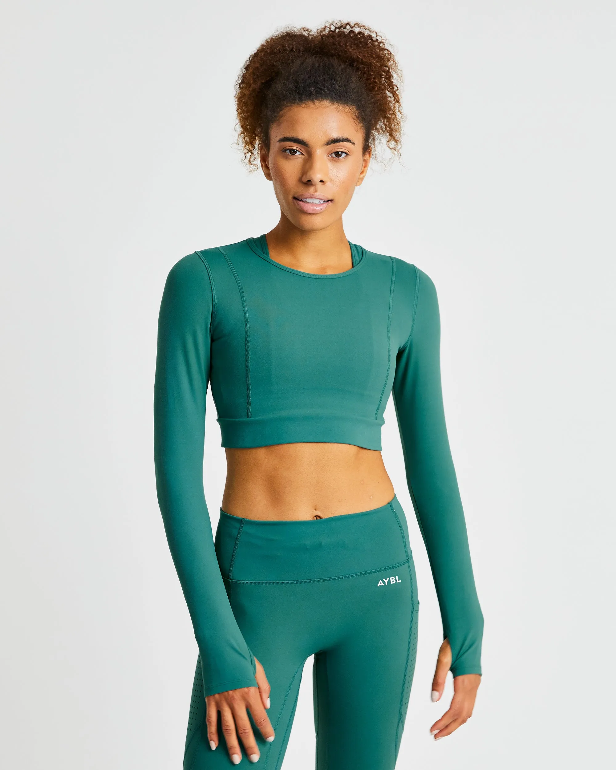 Pace Long Sleeve Crop Top - Deep Green sold by AYBL