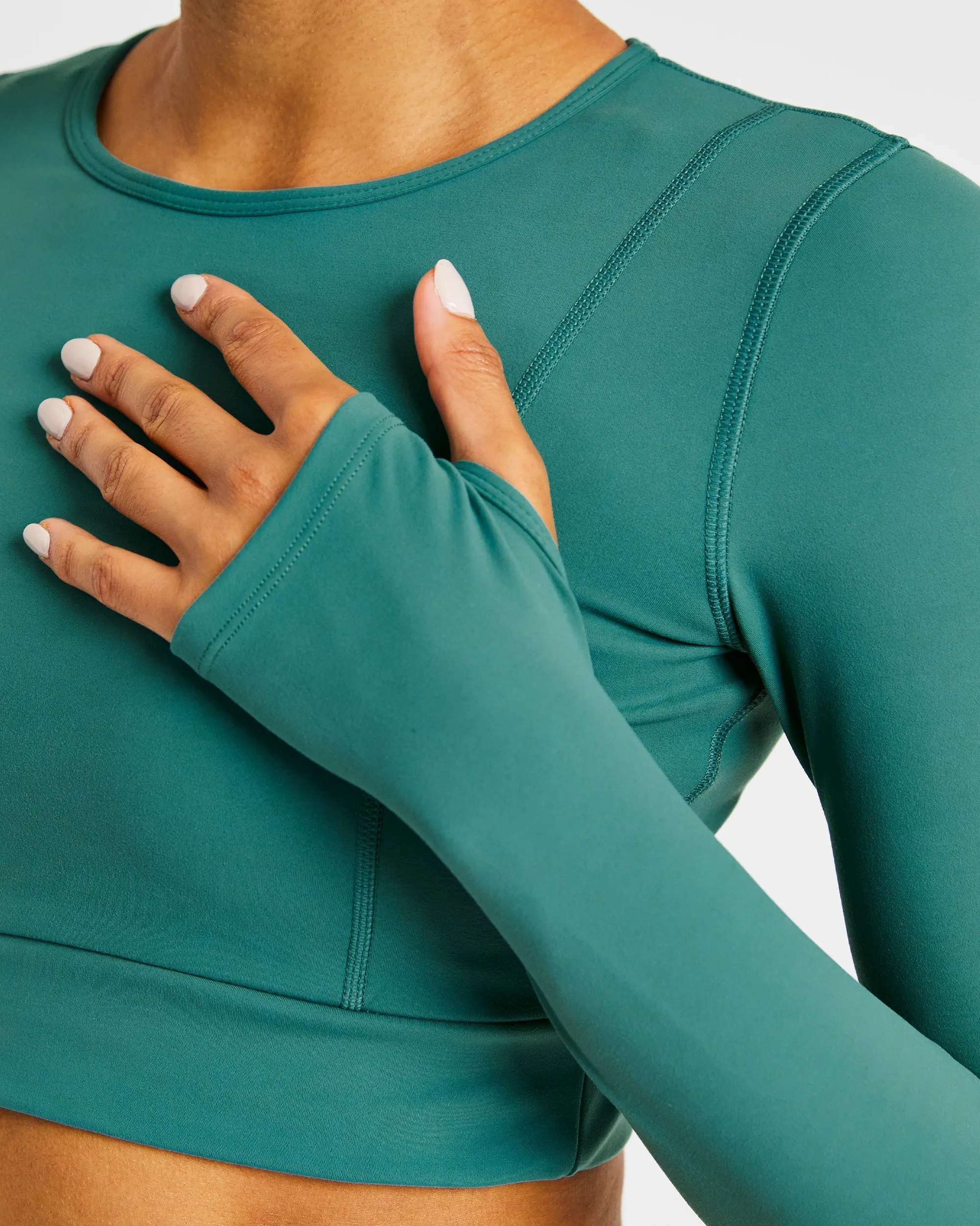 Pace Long Sleeve Crop Top - Deep Green sold by AYBL product image thumbnail 5