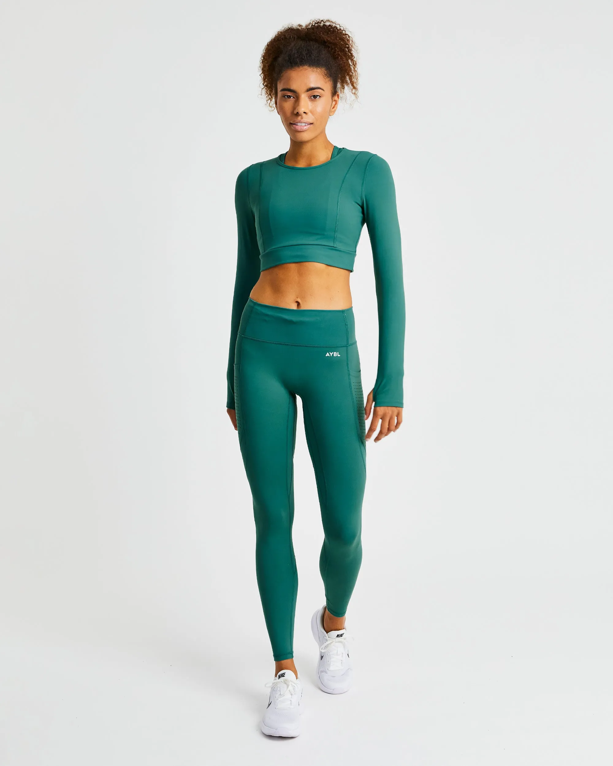 Pace Long Sleeve Crop Top - Deep Green sold by AYBL product image thumbnail 3