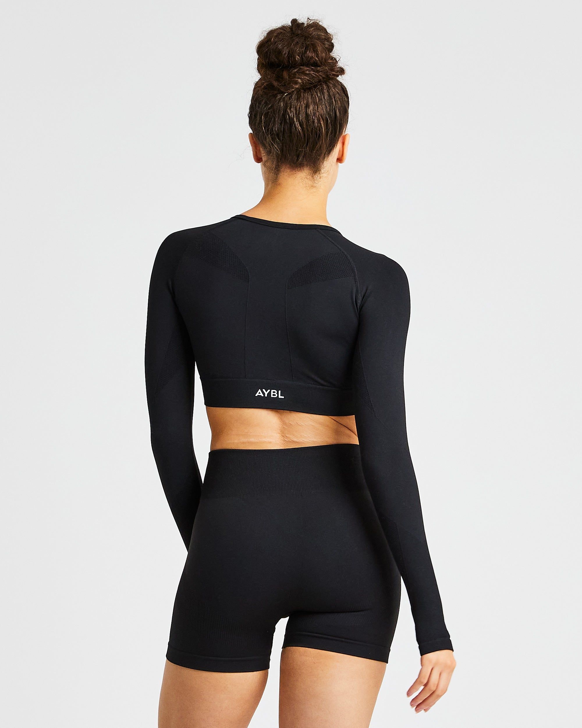 Pulse Seamless Long Sleeve Crop Top - Black sold by AYBL product image thumbnail 2