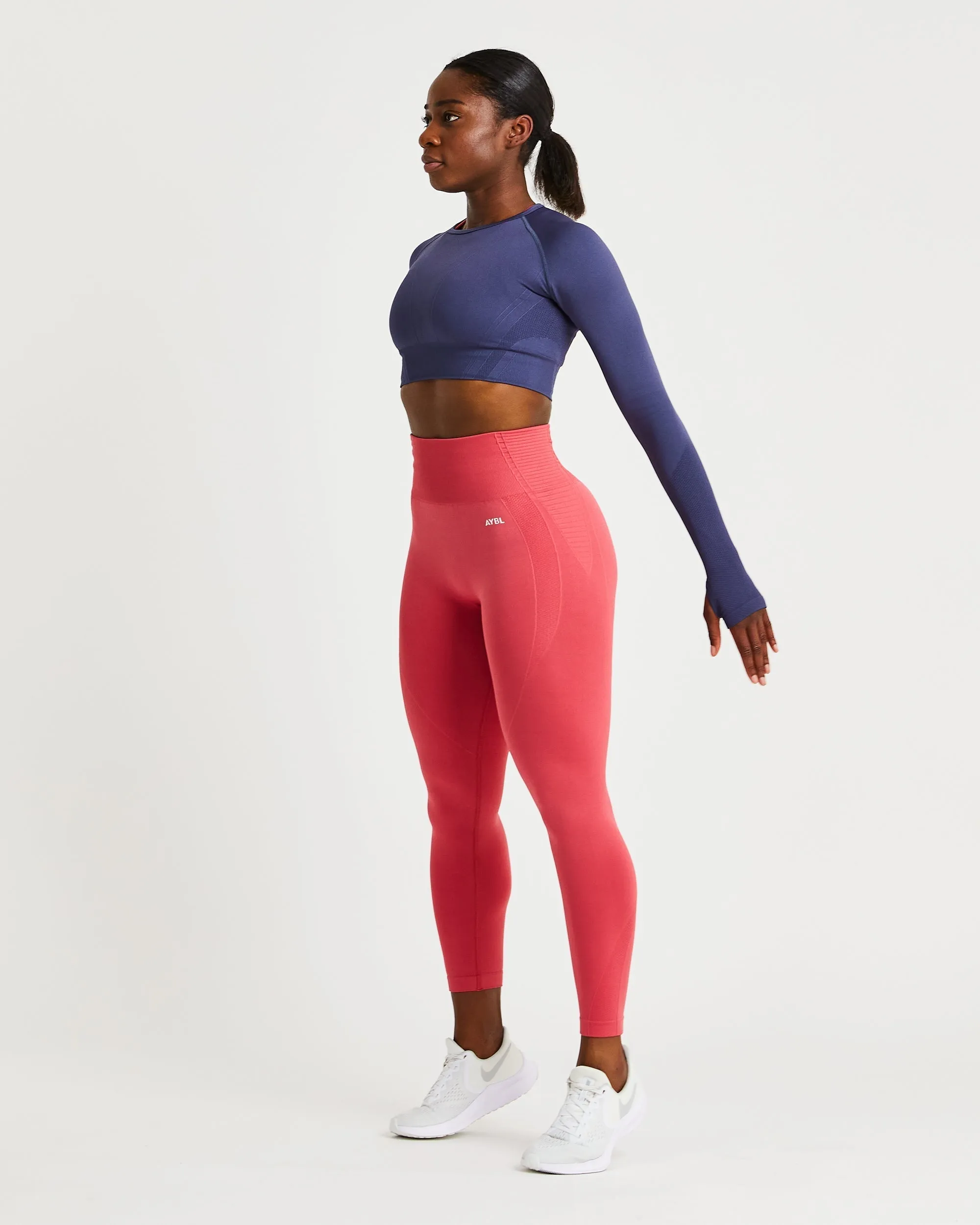 Balance V2 Seamless Long Sleeve Crop Top - Navy Blue sold by AYBL product image thumbnail 5