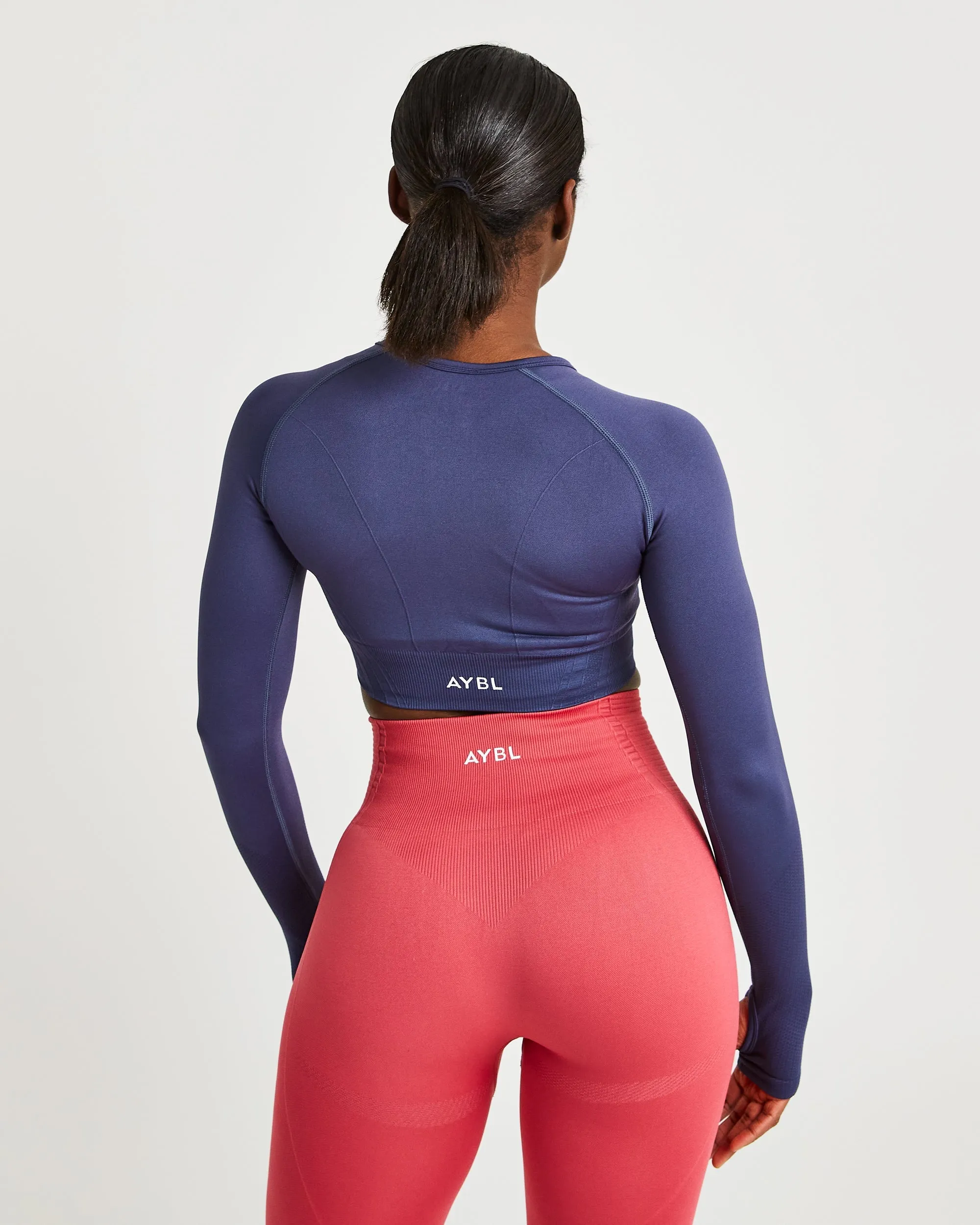 Balance V2 Seamless Long Sleeve Crop Top - Navy Blue sold by AYBL product image thumbnail 2