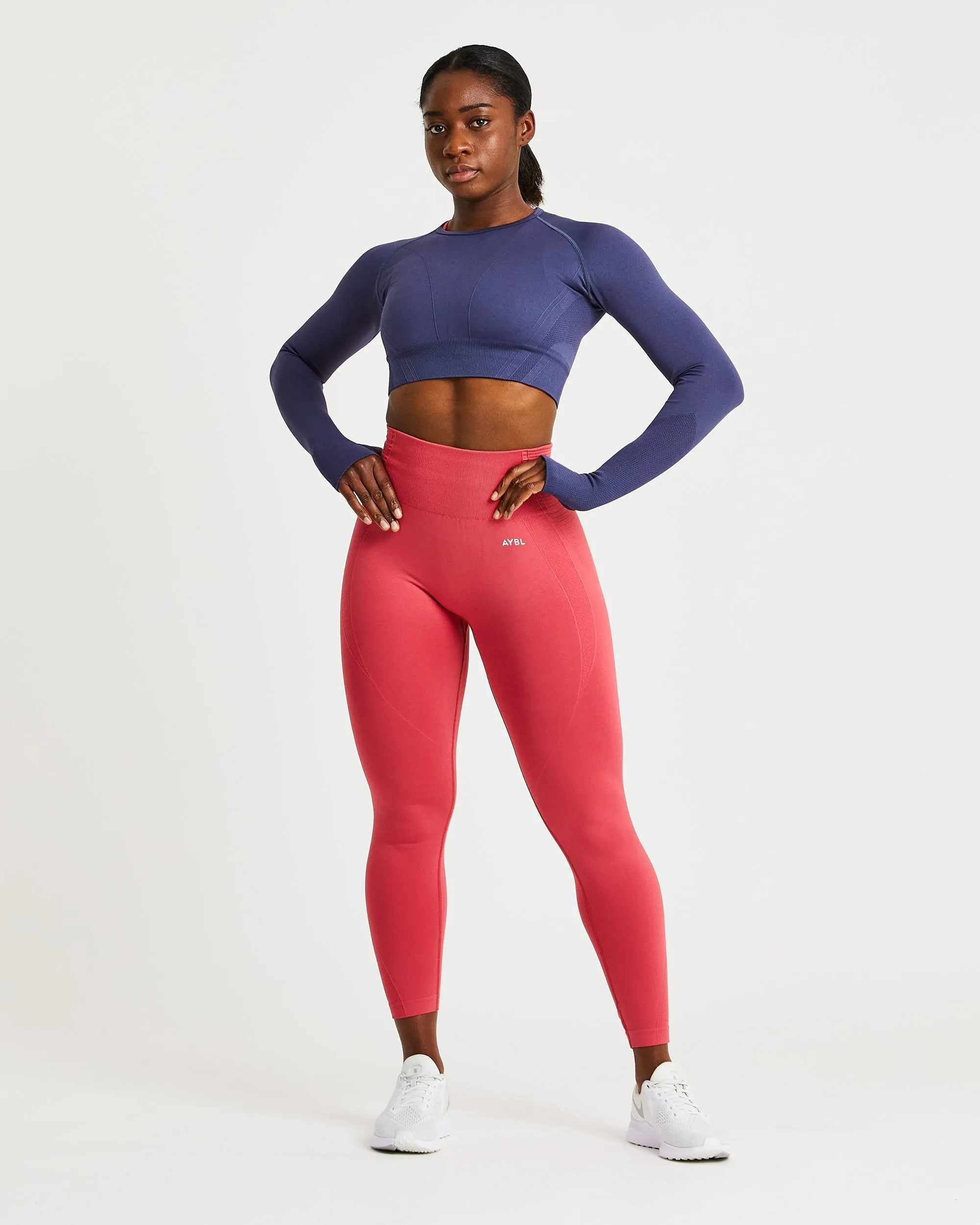 Balance V2 Seamless Long Sleeve Crop Top - Navy Blue sold by AYBL product image thumbnail 3