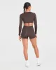 Staple Long Sleeve Crop Top - Coffee Brown sold by AYBL