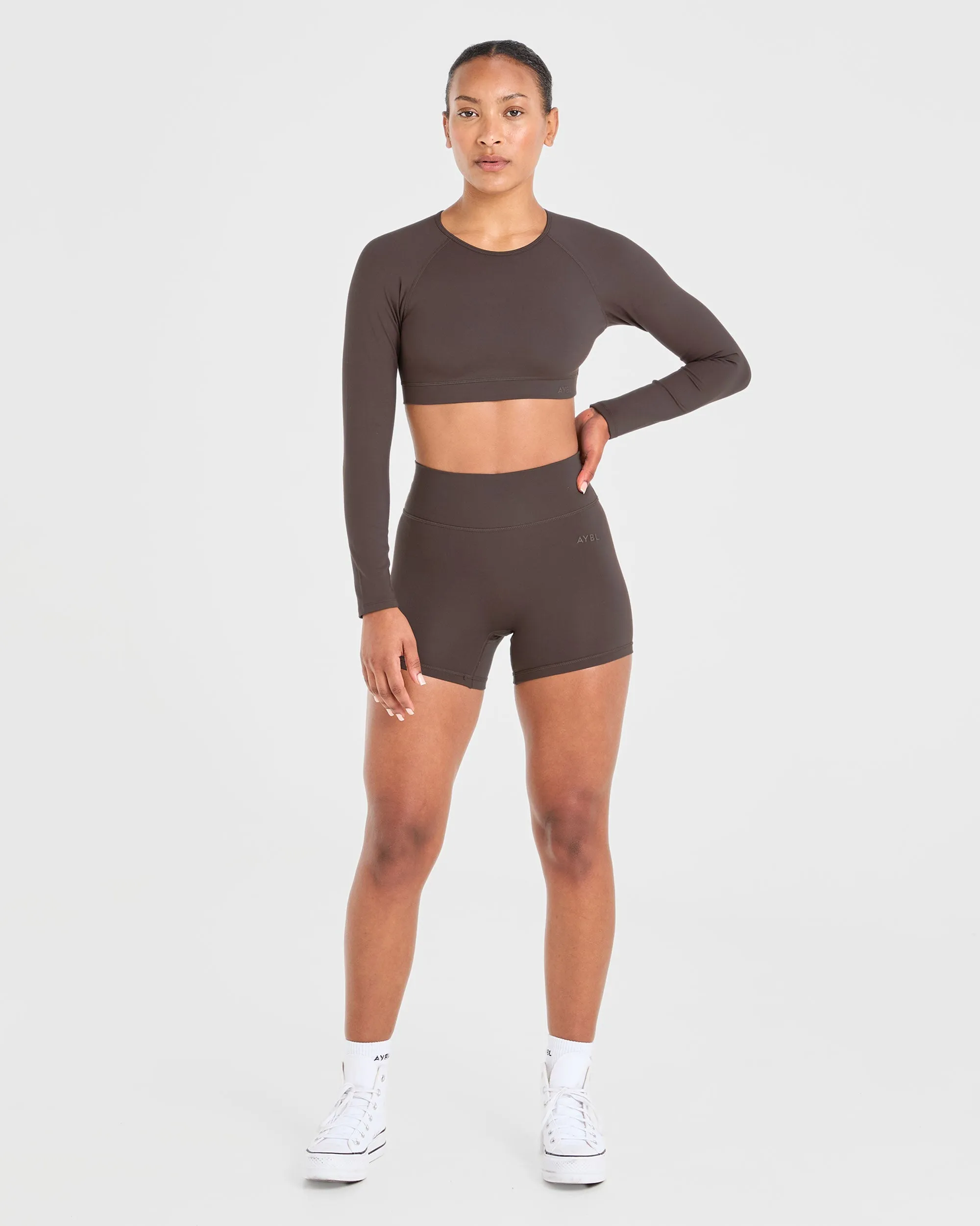 Staple Long Sleeve Crop Top - Coffee Brown sold by AYBL product image thumbnail 3