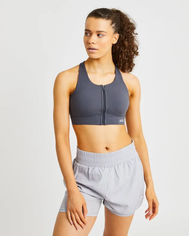 Sportive Zip Up Sports Bra - Charcoal sold by AYBL