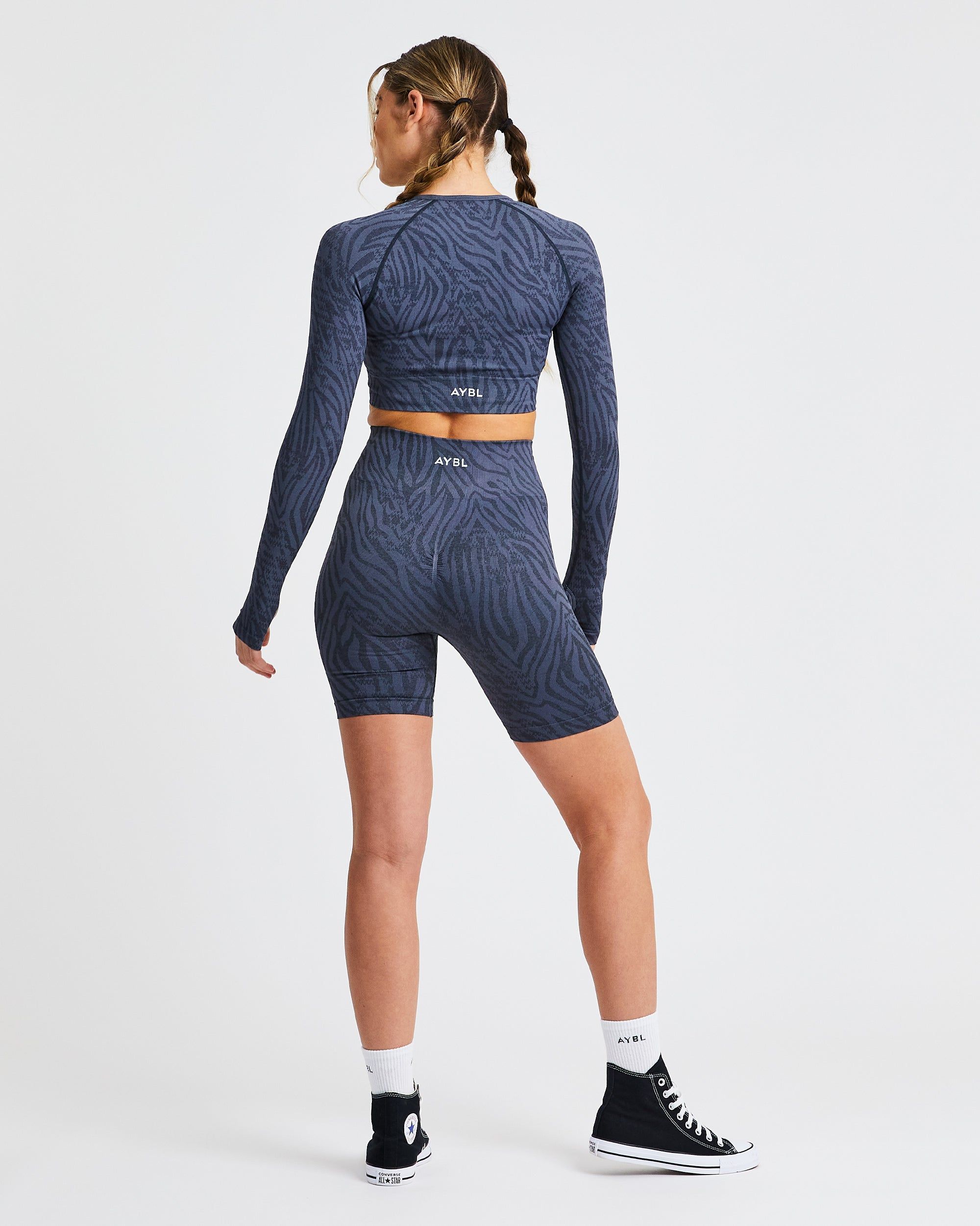 Evolve Animal Seamless Long Sleeve Crop Top - Slate Blue sold by AYBL product image thumbnail 4