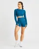 Evolve Speckle Seamless Long Sleeve Crop Top - Teal sold by AYBL