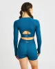 Evolve Speckle Seamless Long Sleeve Crop Top - Teal sold by AYBL