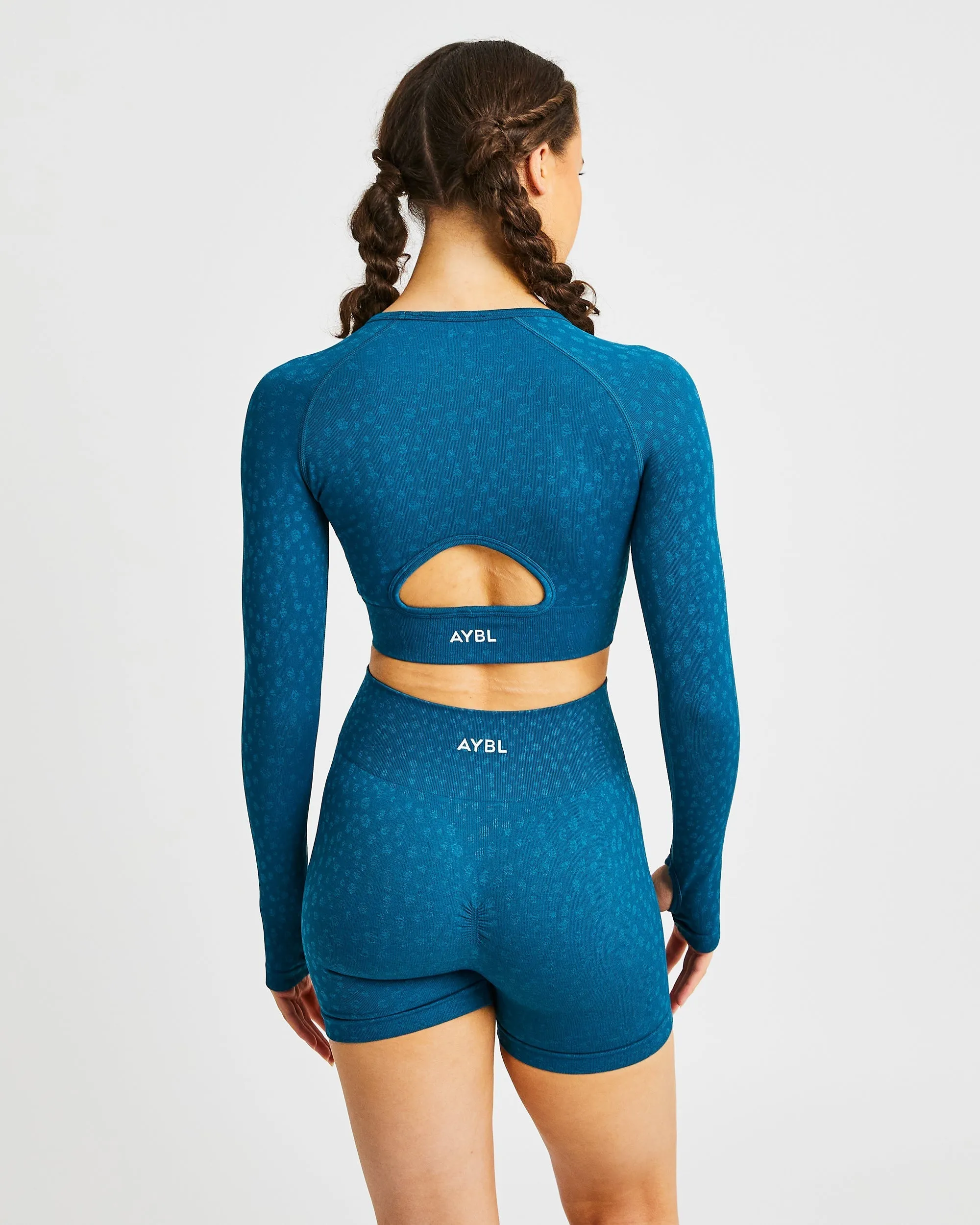 Evolve Speckle Seamless Long Sleeve Crop Top - Teal sold by AYBL product image thumbnail 2
