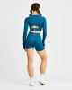 Evolve Speckle Seamless Long Sleeve Crop Top - Teal sold by AYBL