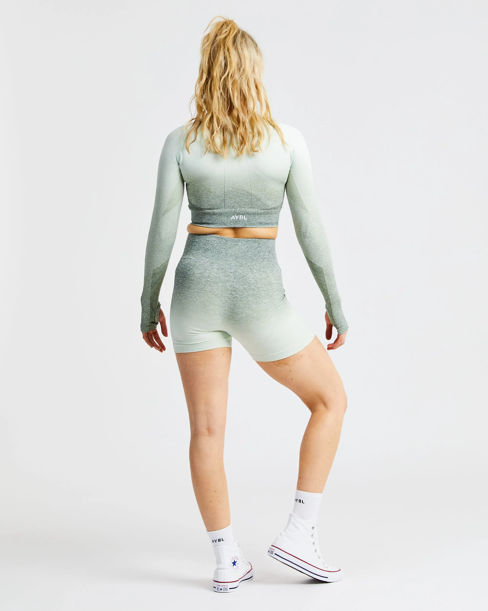 Pulse Ombré Seamless Long Sleeve Crop Top - Khaki sold by AYBL product image thumbnail 4