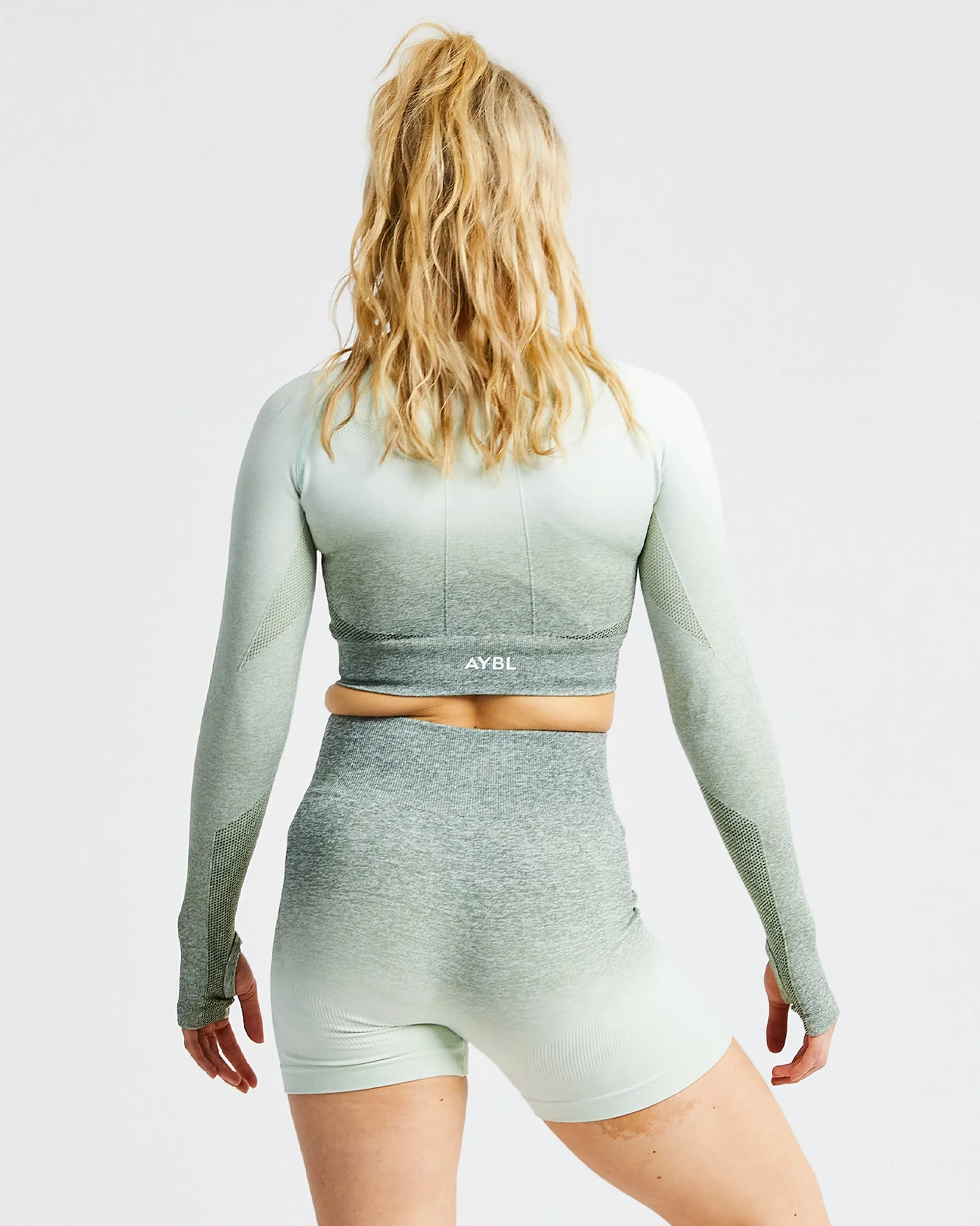 Pulse Ombré Seamless Long Sleeve Crop Top - Khaki sold by AYBL product image thumbnail 2