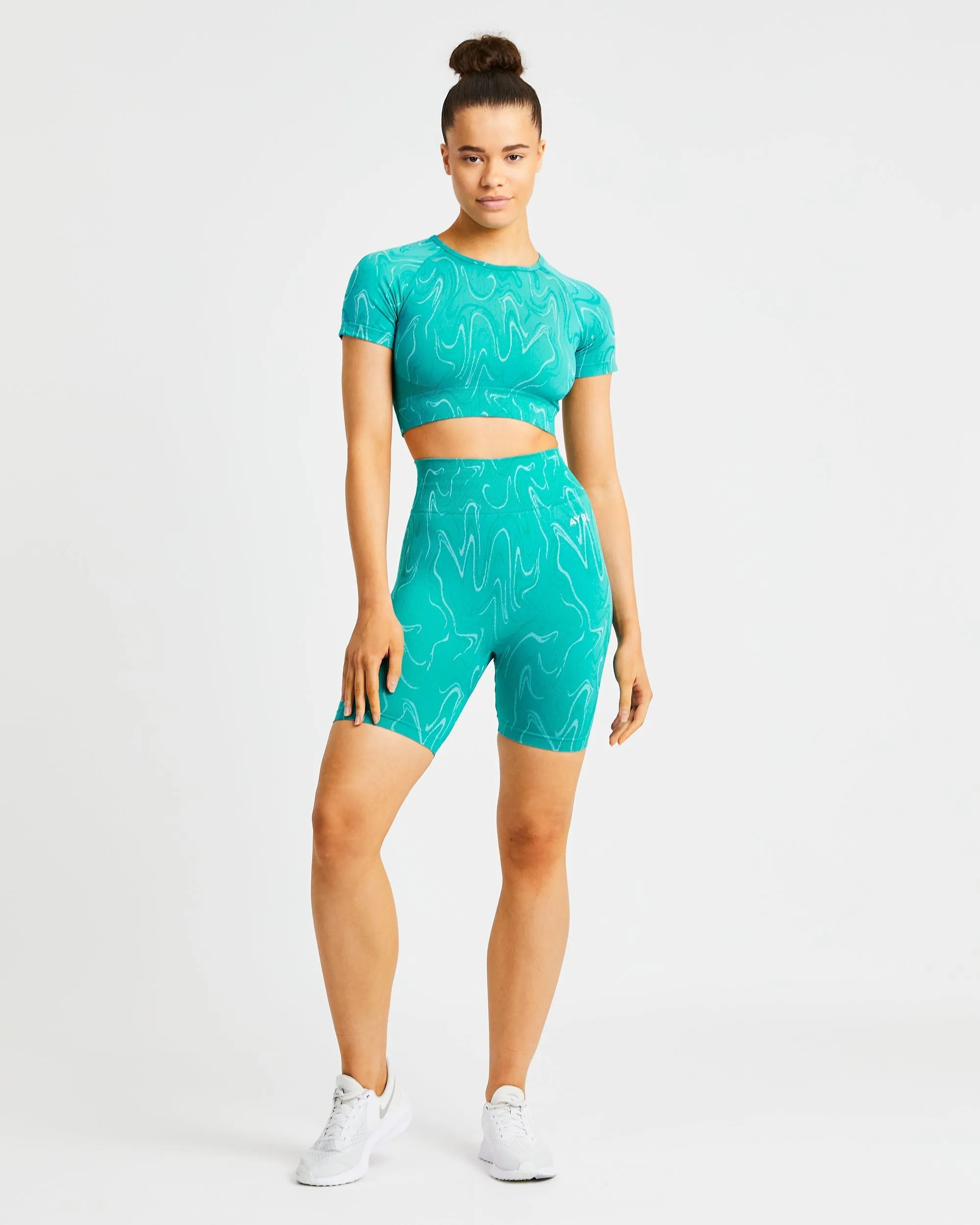 Velocity Seamless Crop Top - Turquoise sold by AYBL product image thumbnail 3