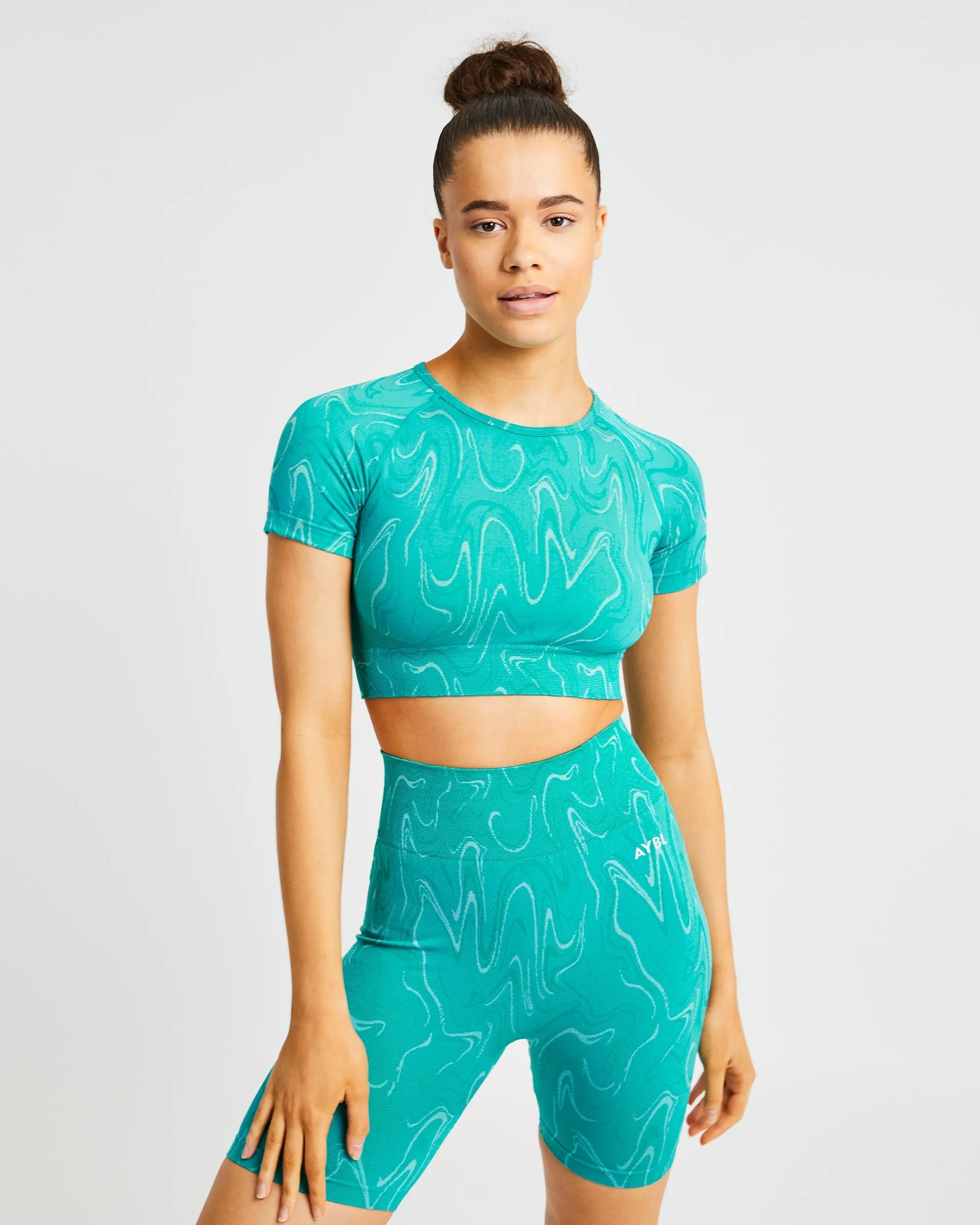 Velocity Seamless Crop Top - Turquoise sold by AYBL