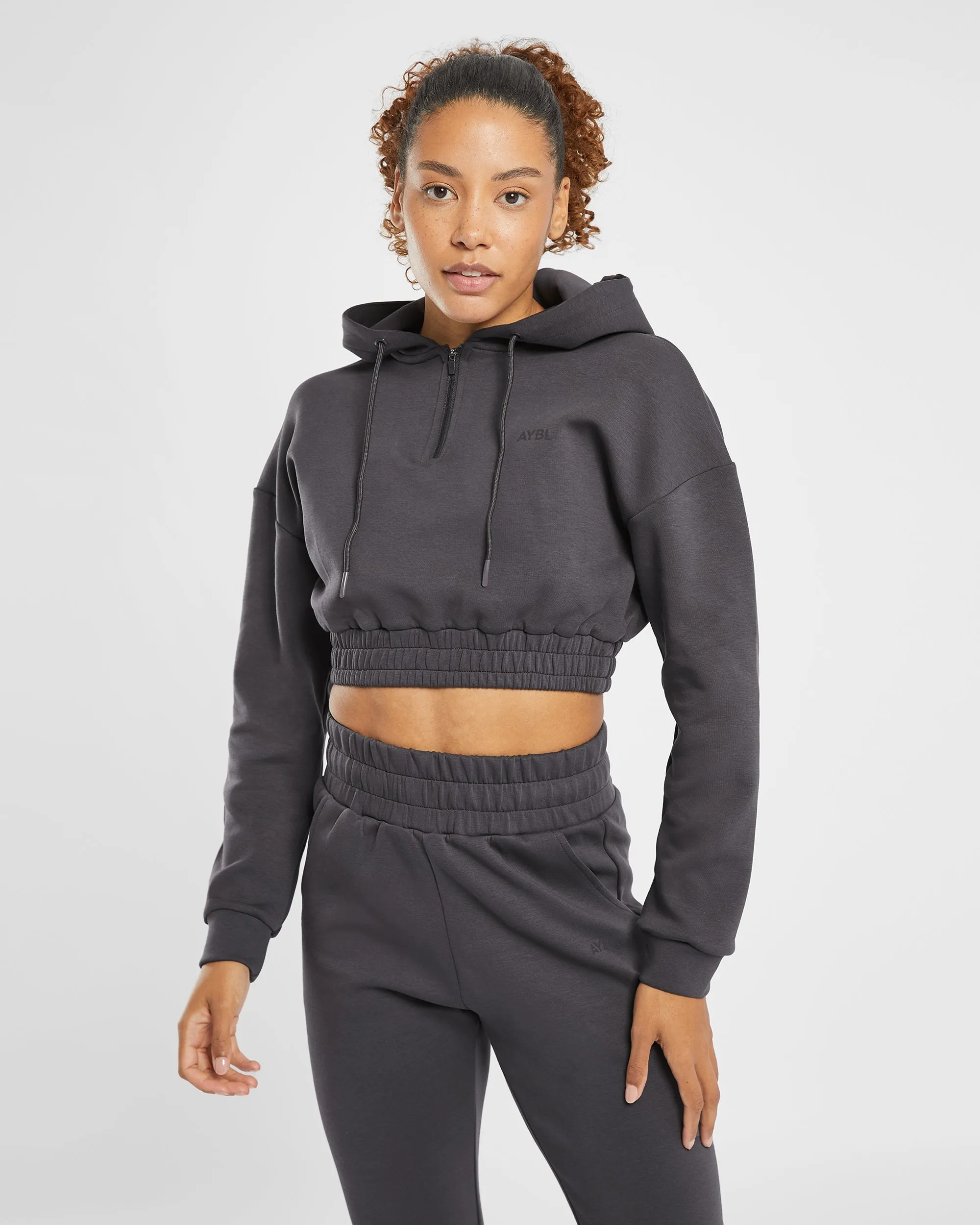 Infinity Crop Zip Hoodie - Charcoal sold by AYBL