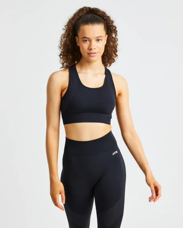 Ignite Seamless Sports Bra - Midnight Black sold by AYBL