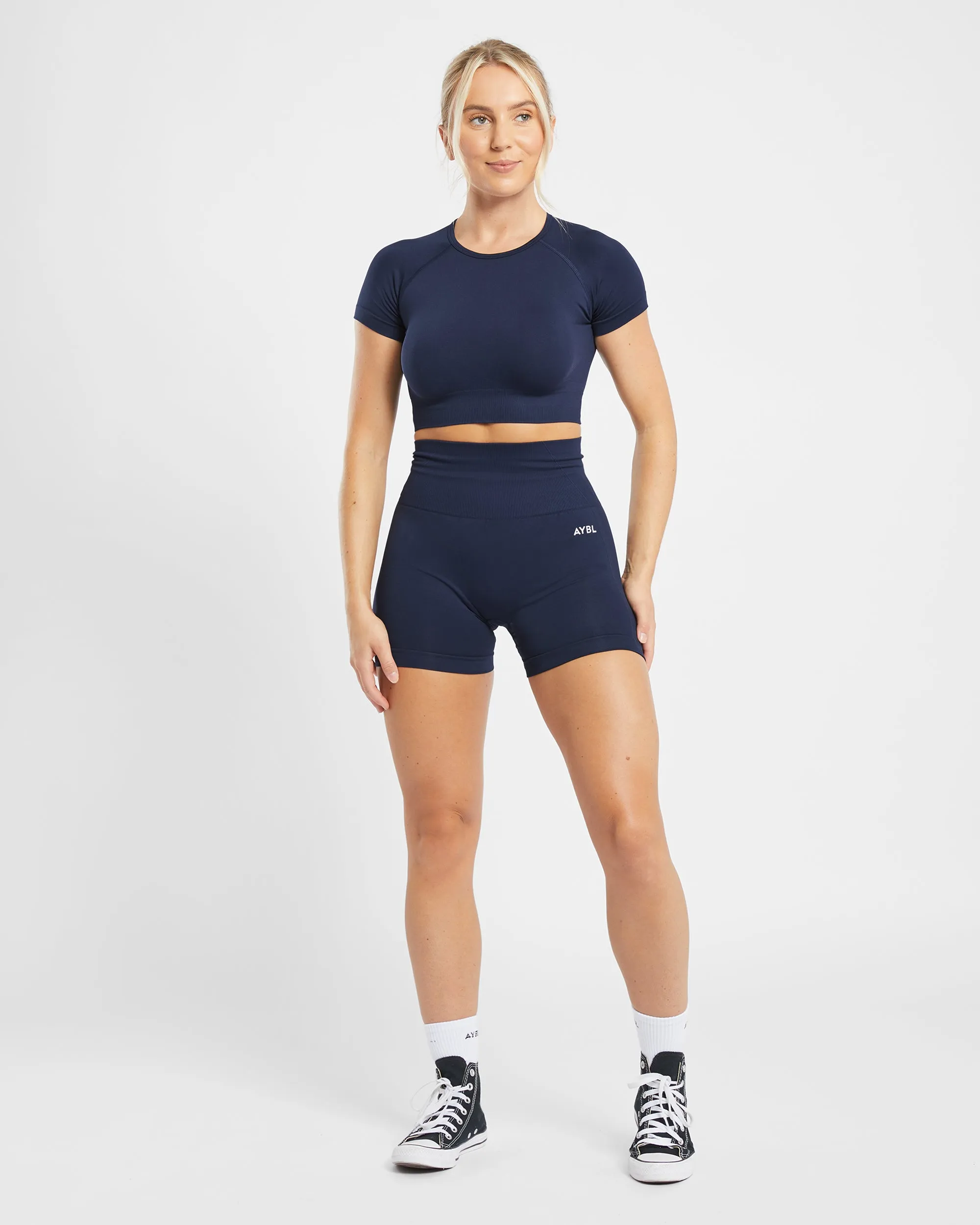 Empower Seamless Crop Top - Navy sold by AYBL product image thumbnail 4