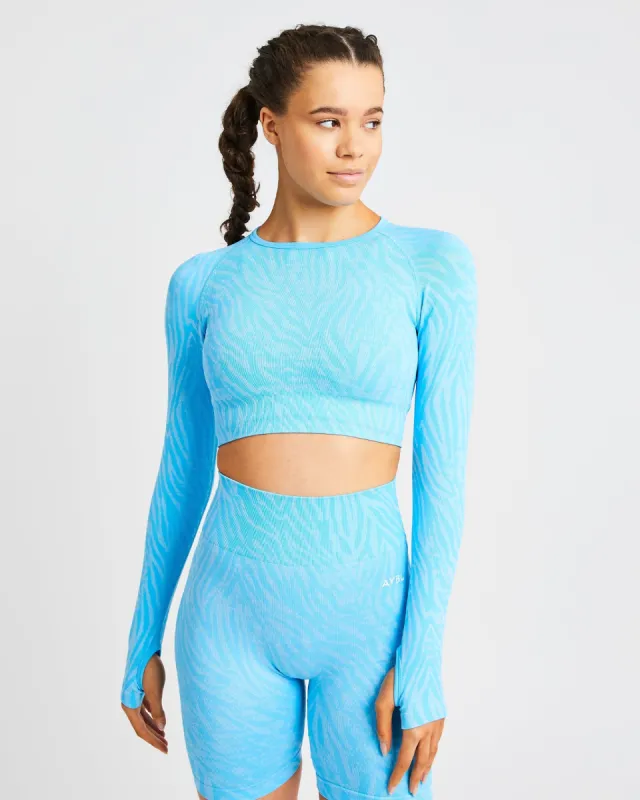 Evolve Animal Seamless Long Sleeve Crop Top - Blue sold by AYBL