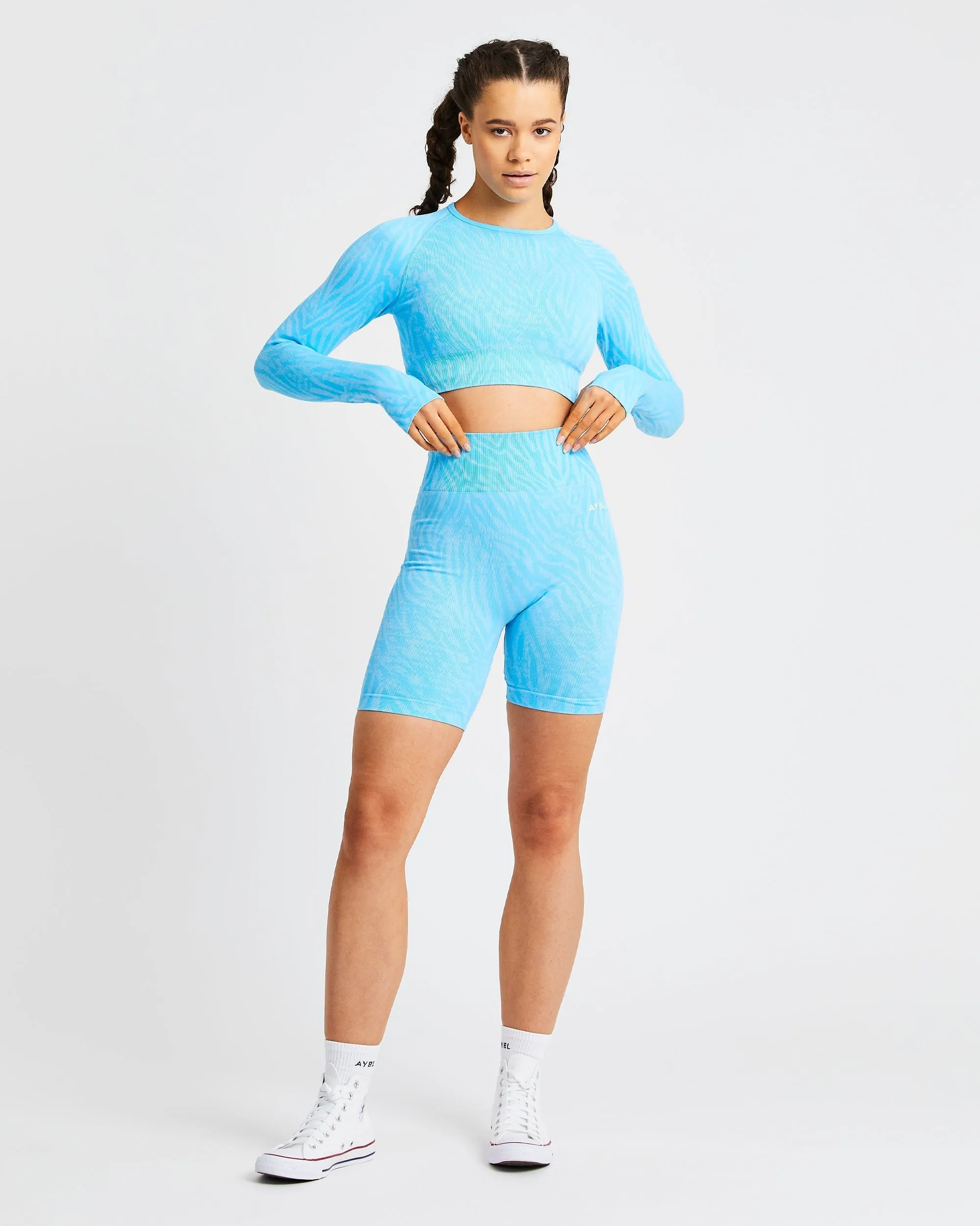 Evolve Animal Seamless Long Sleeve Crop Top - Blue sold by AYBL product image thumbnail 3