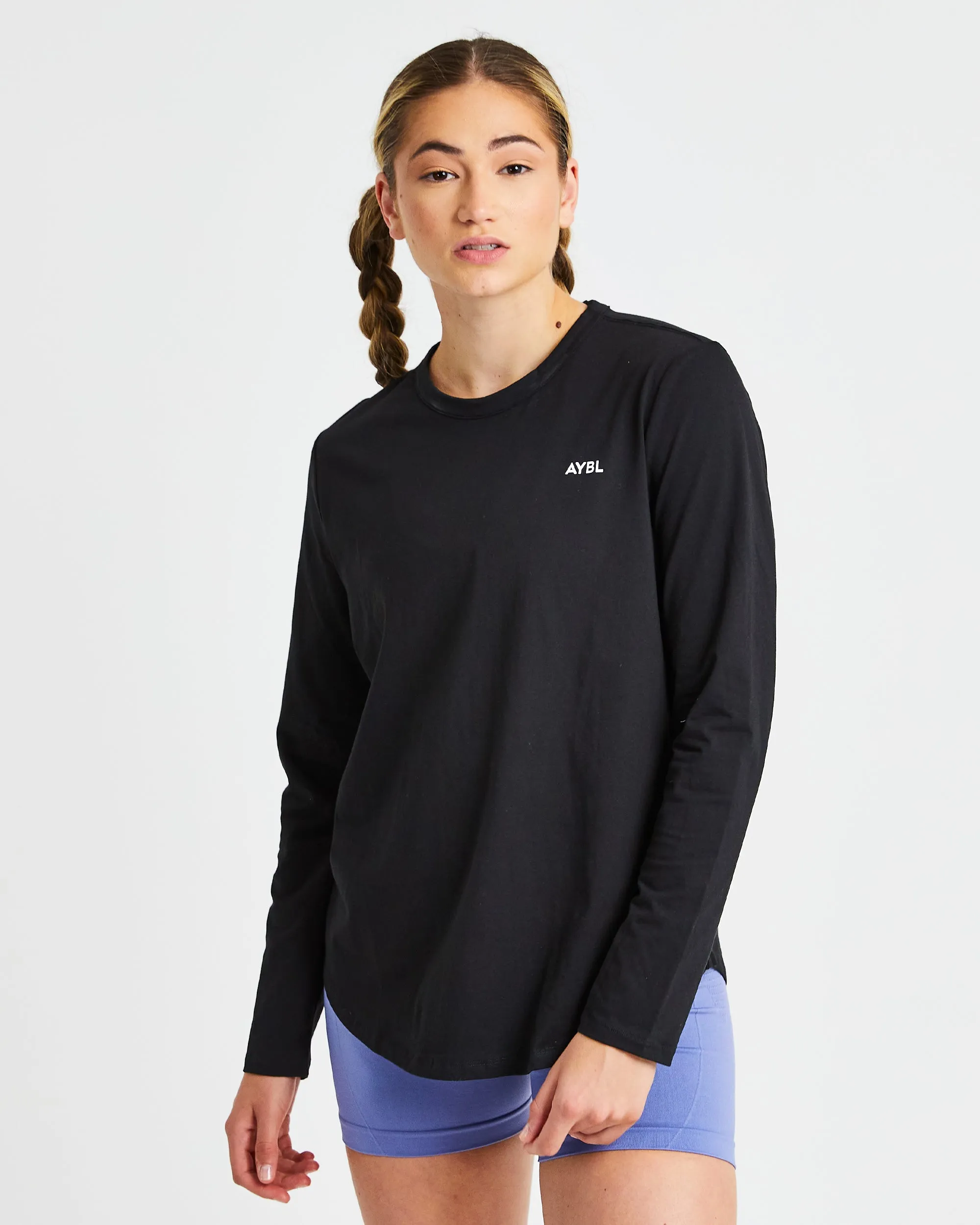 Everyday Relaxed Long Sleeve T Shirt - Black sold by AYBL