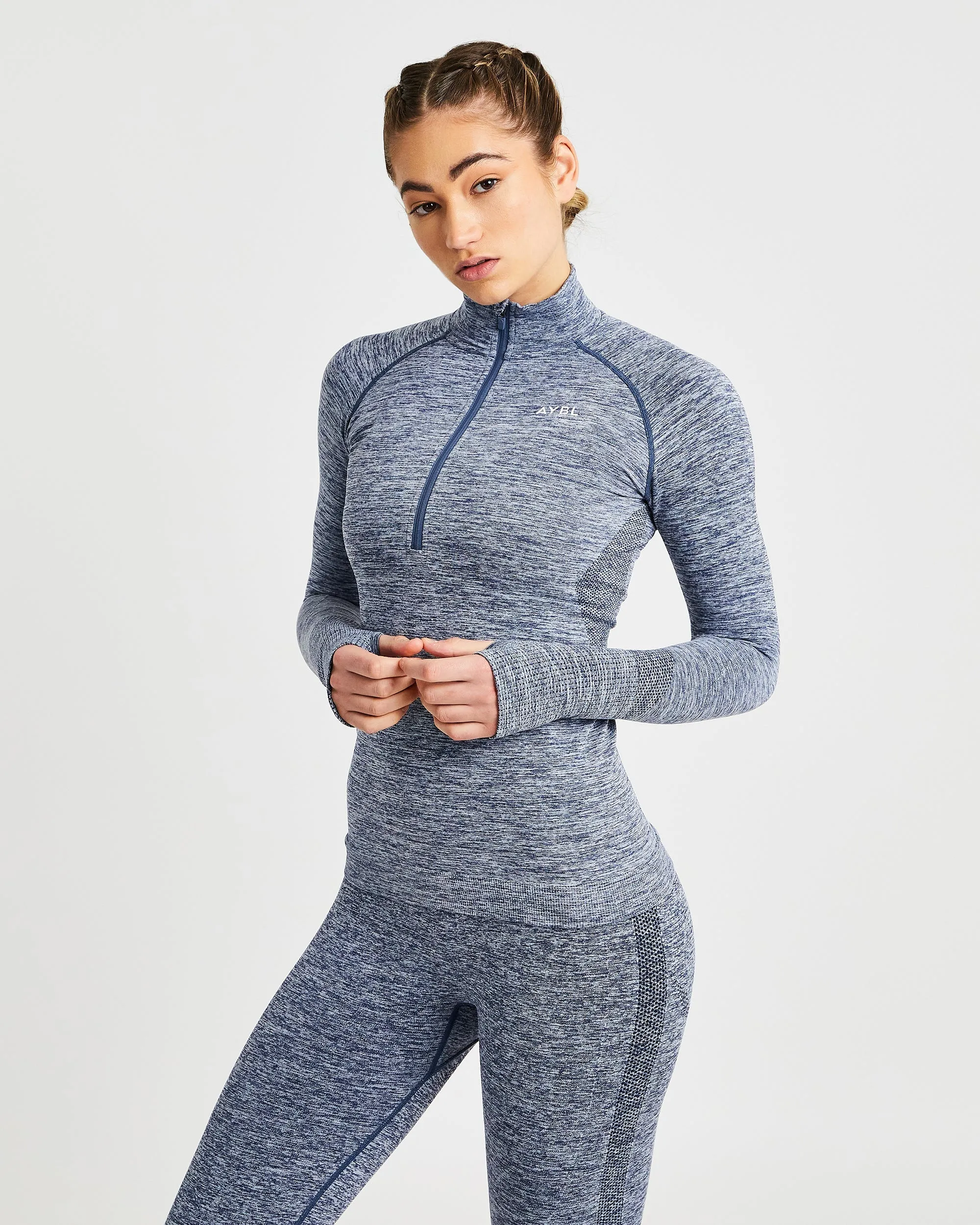 Motion Seamless 1/2 Zip Pullover - Navy sold by AYBL