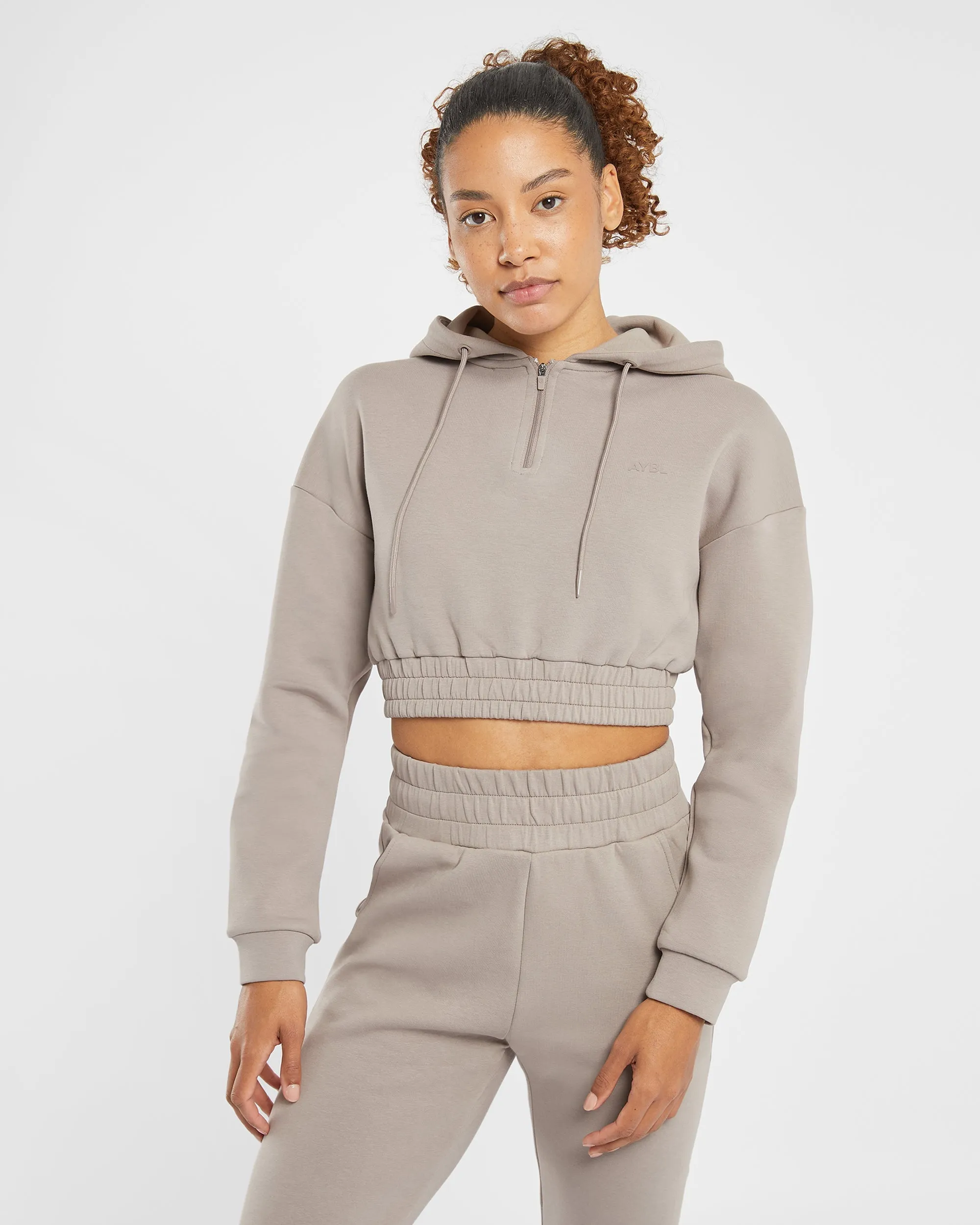 Infinity Crop Zip Hoodie - Mink Brown sold by AYBL