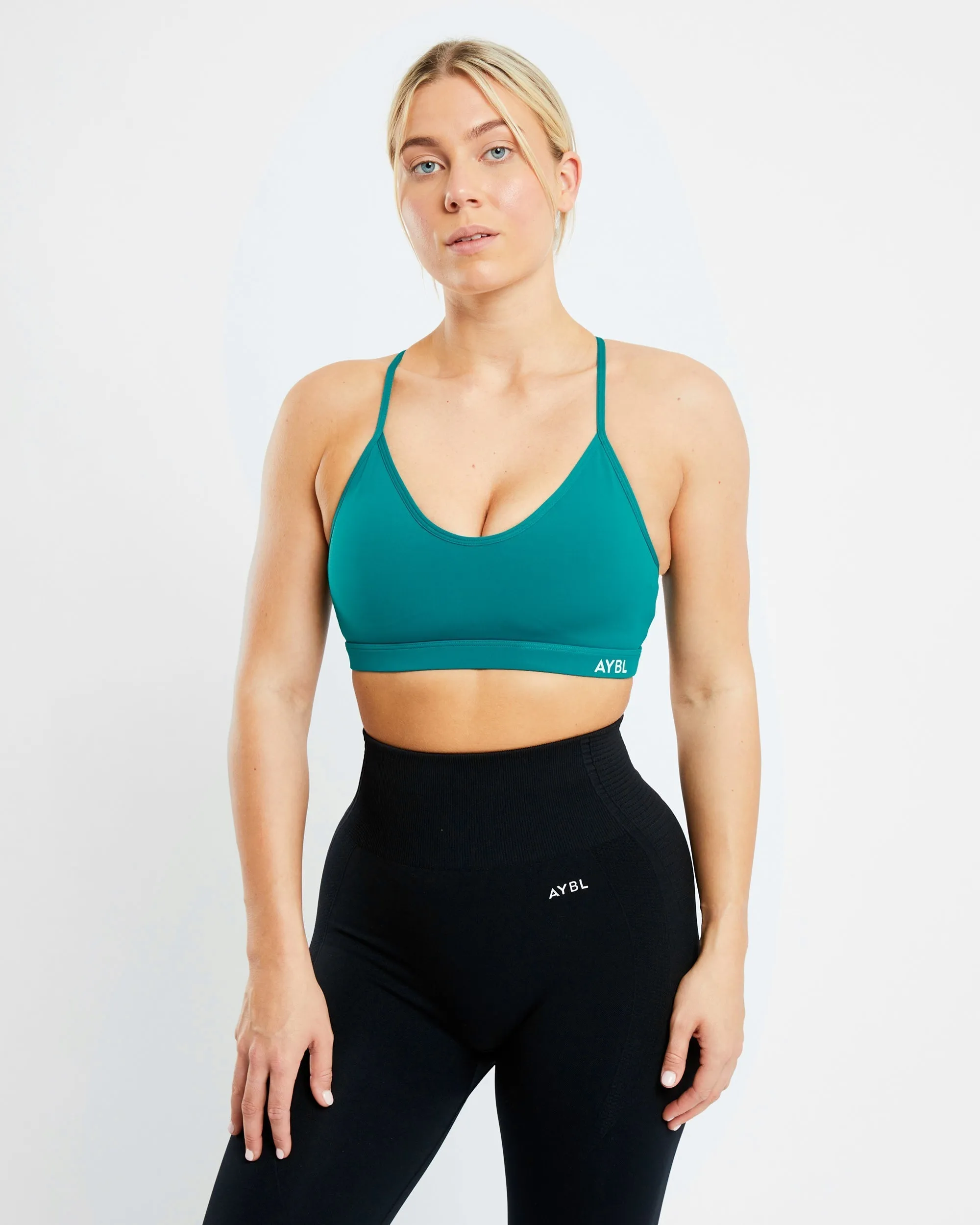 Essential V Neck Sports Bra - Teal sold by AYBL