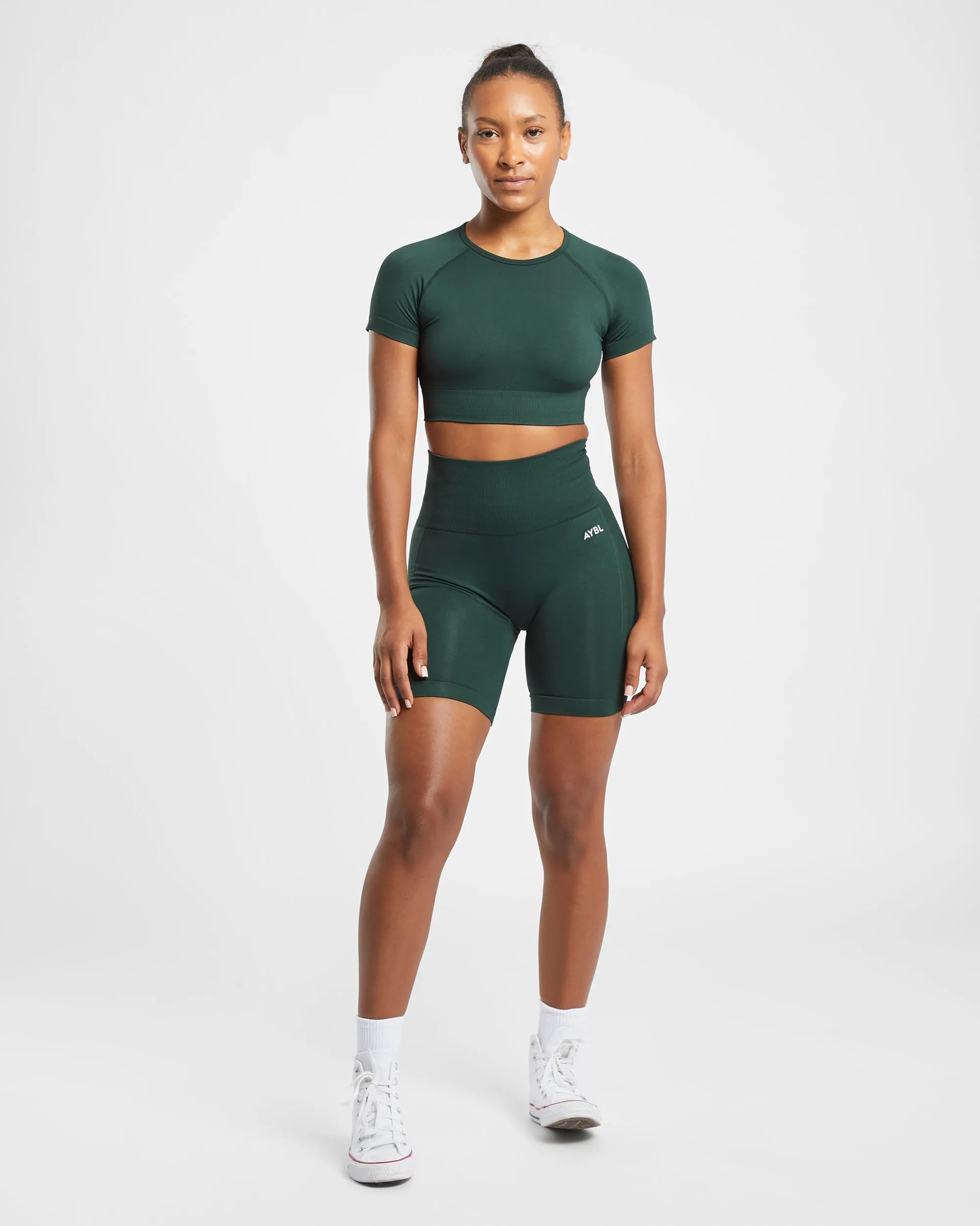 Empower Seamless Crop Top - Dark Green sold by AYBL product image thumbnail 3