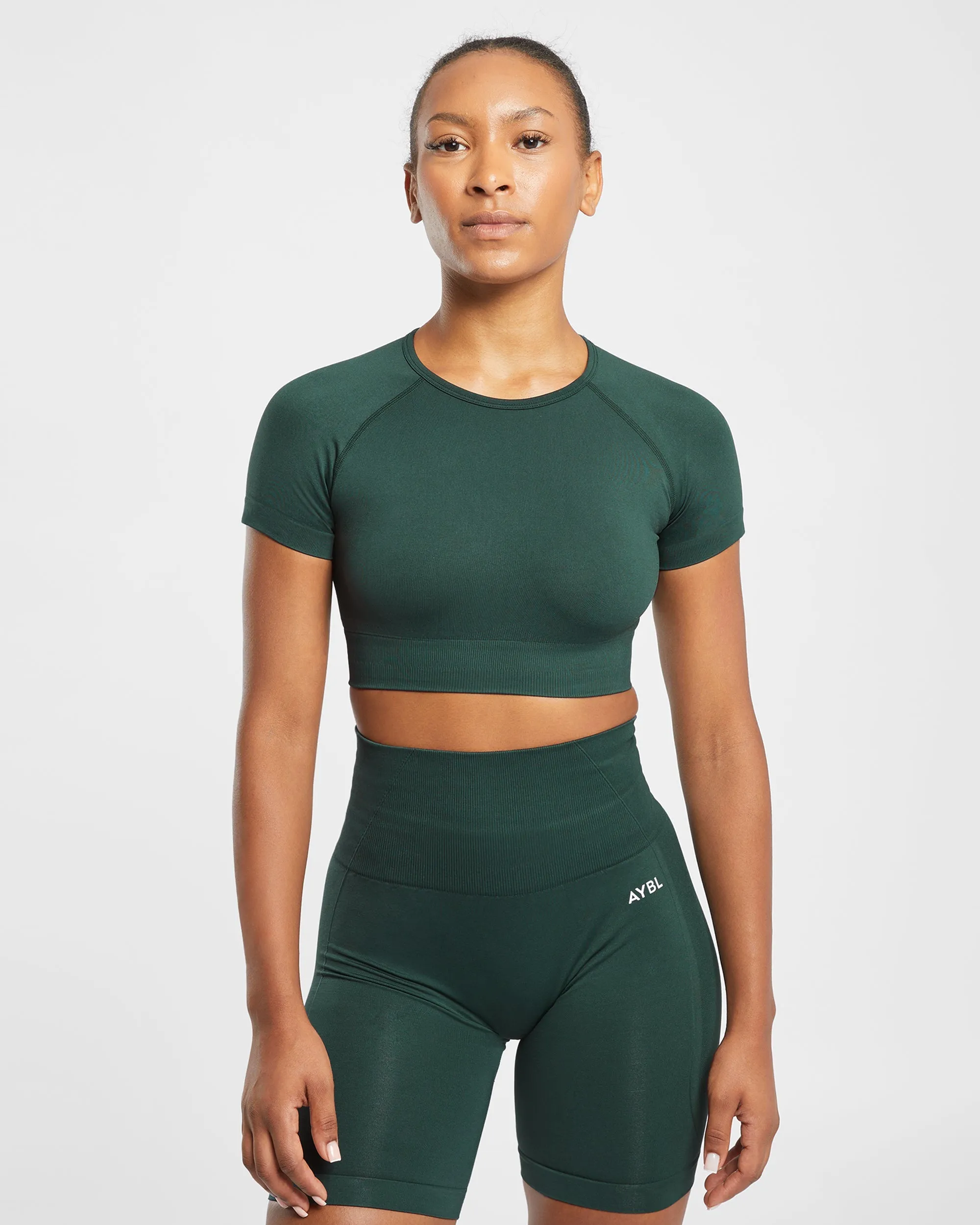 Empower Seamless Crop Top - Dark Green sold by AYBL