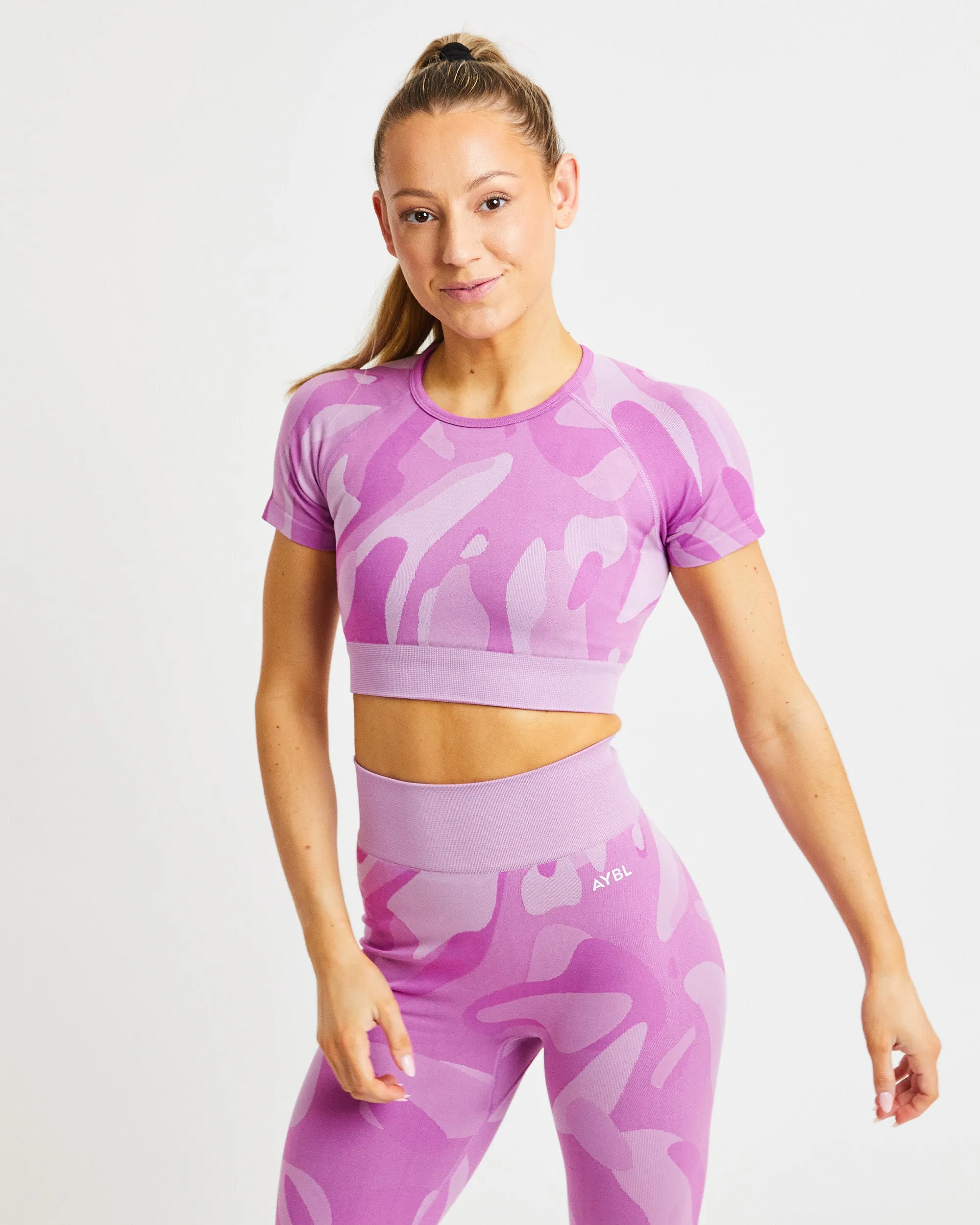 Abstract Seamless Crop Top - Orchid Purple sold by AYBL