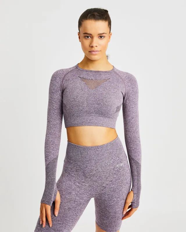 Motion Seamless Long Sleeve Crop Top - Purple sold by AYBL