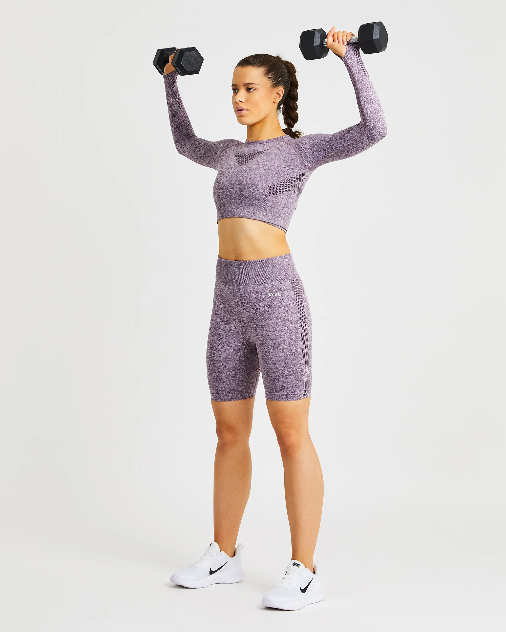 Motion Seamless Long Sleeve Crop Top - Purple sold by AYBL product image thumbnail 5