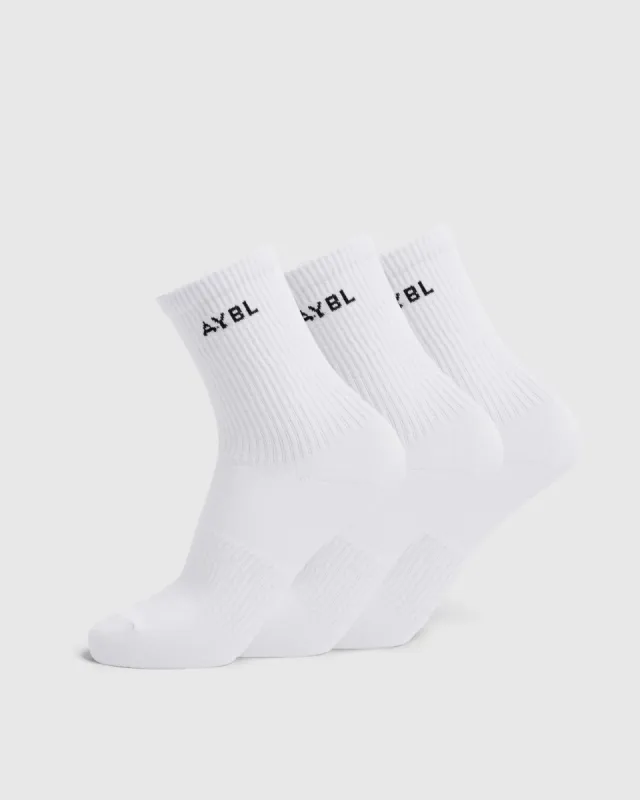 Everyday Crew Socks (3 Pack) - White sold by AYBL